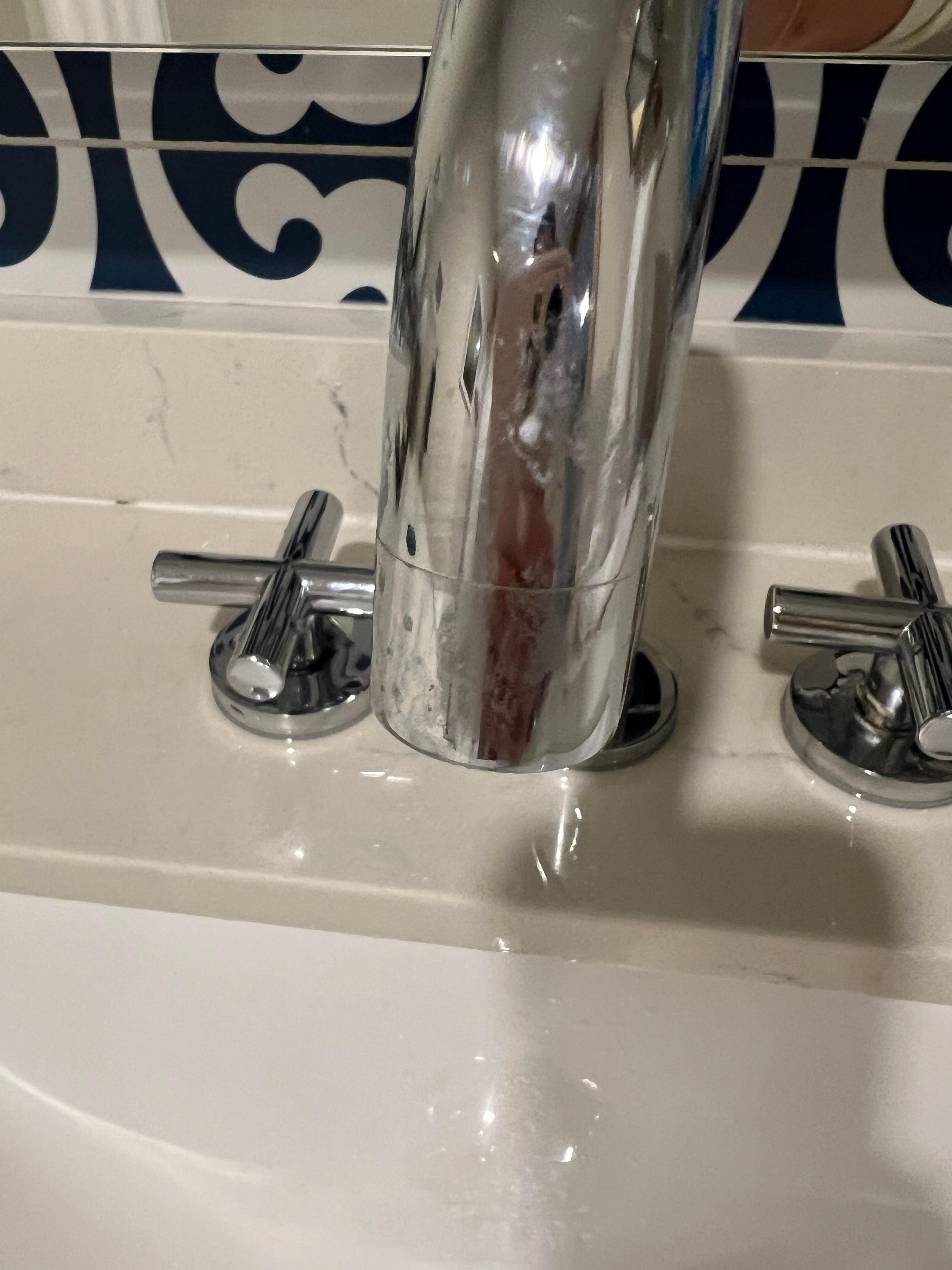 Toothpaste on the faucet