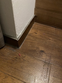 Dette er 2 kunstige negle som lå på gulvet ved siden af den ene seng