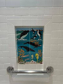 Ceramic tile so pretty, bathroom.