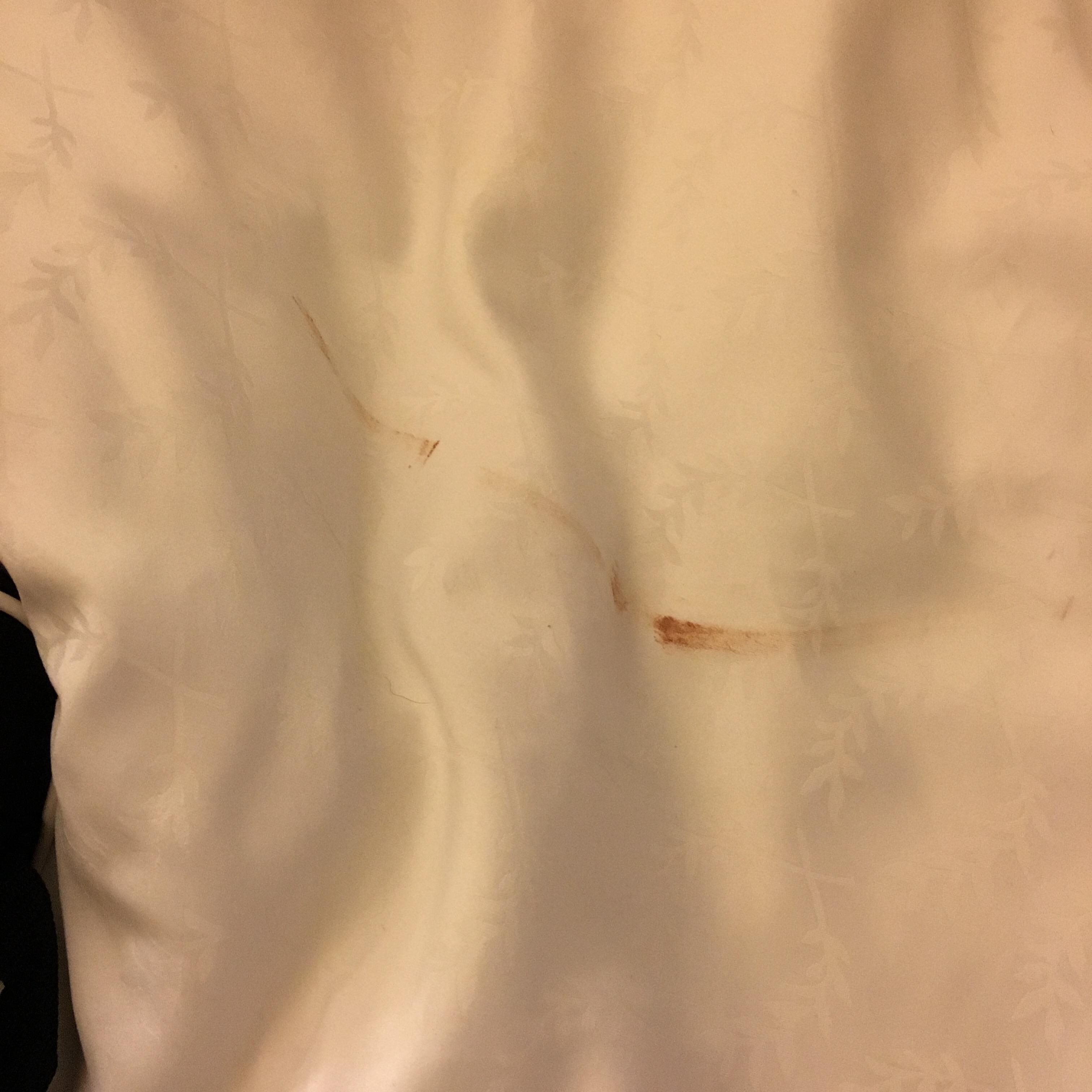 Badly stained hallway carpet