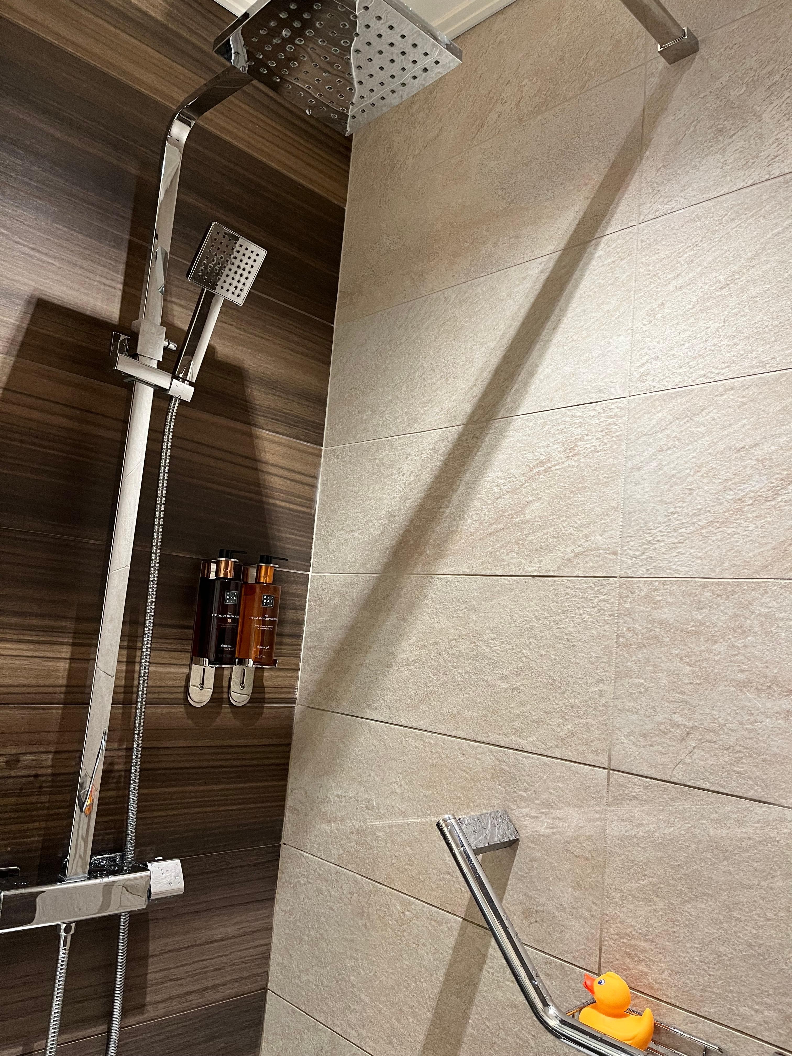 Small bathroom, but nice and clean. And a great and roomy shower 