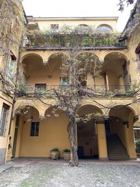 Courtyard of hotel.