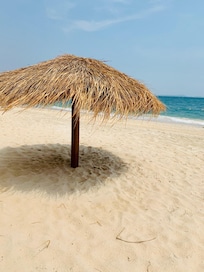 The beach in front