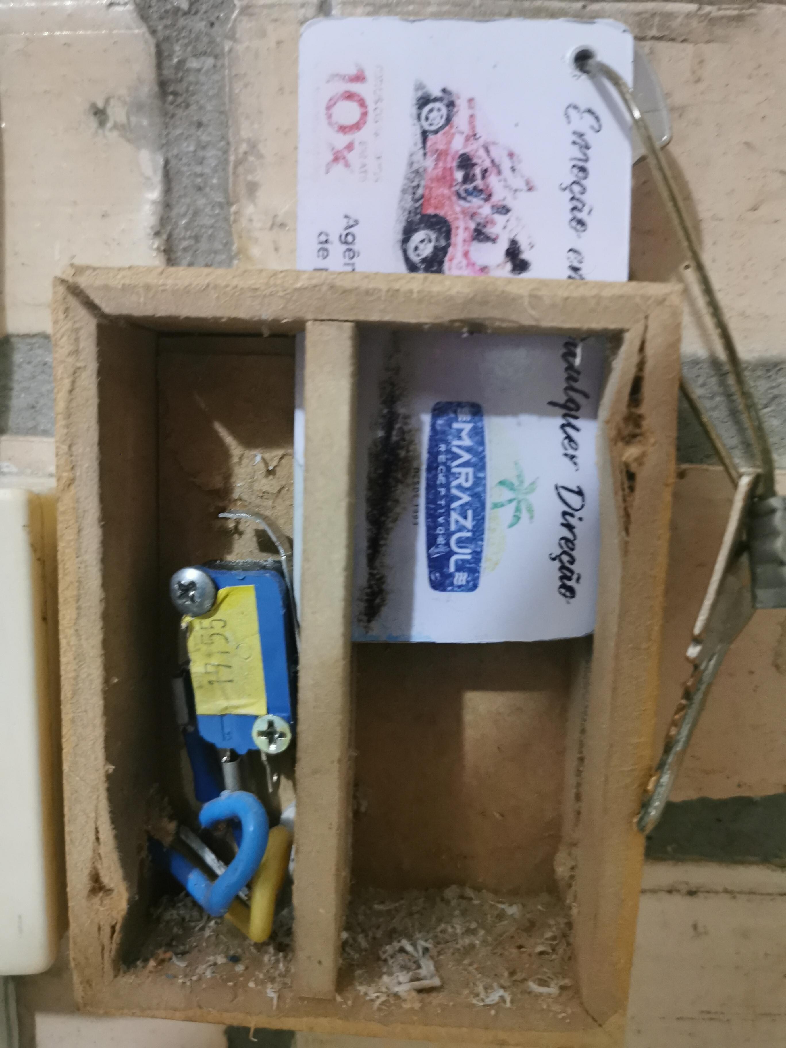 O rudimentar mecanismo que ativa a energia do quarto quando você coloca o cartão, que vive causando problemas. 