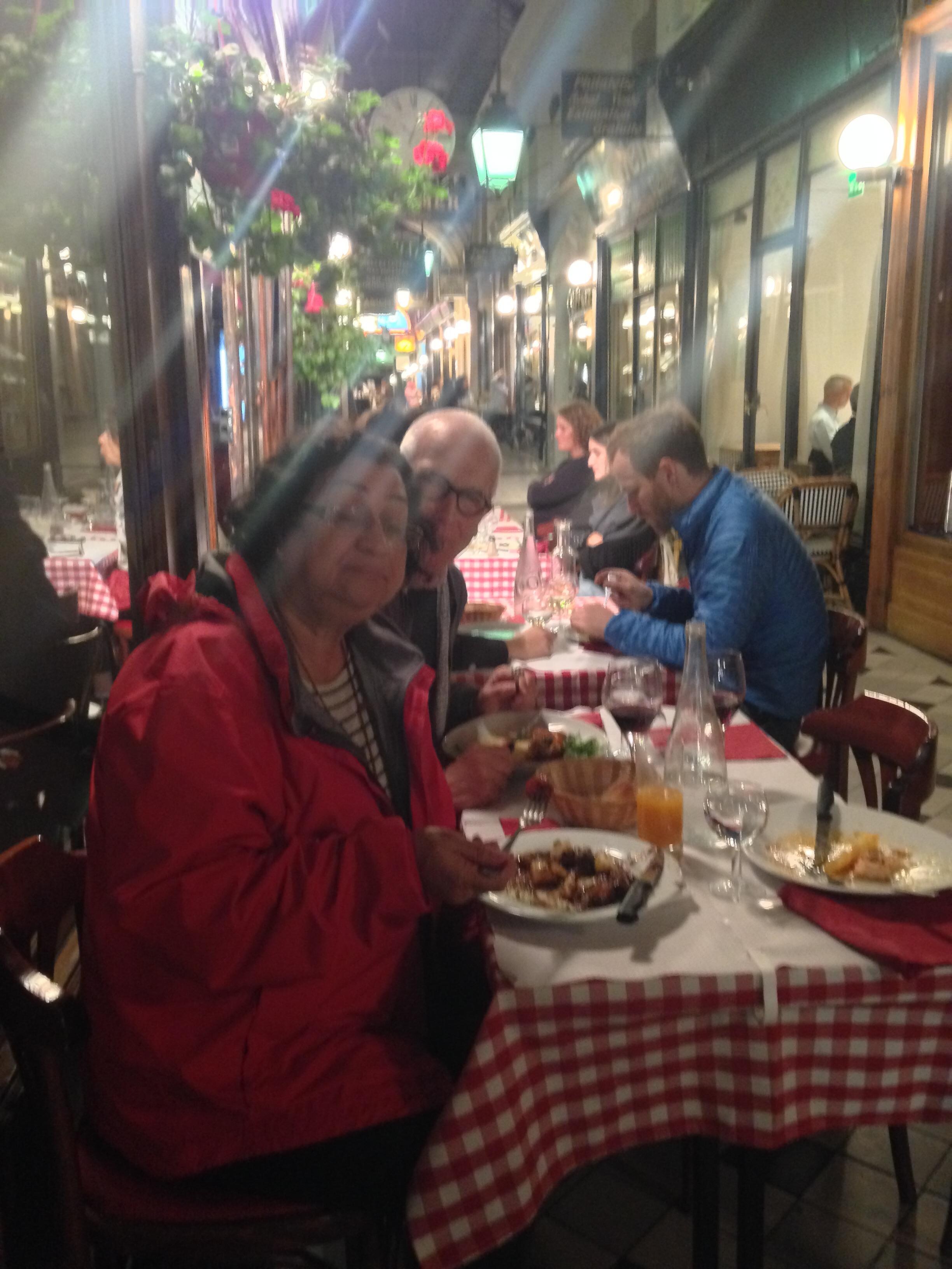 Having a lovely meal in Paris, near metro Grands Boulevards
