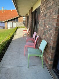 Out the front