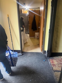 This room is on the first floor and I can only assume the refrigerators in this room are for the breakfast food, shame they will have to carry it though a dirty active construction zone to get it to the area where the free breakfast is served