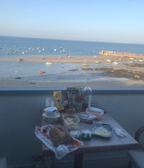 Our supper on the balcony with the view