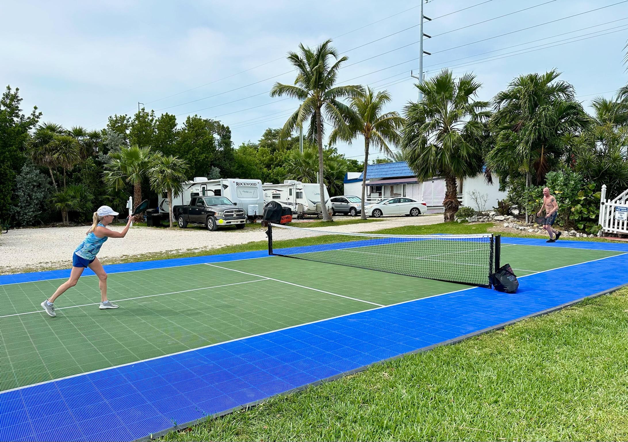 Nice pickleball court with complimentary equipment rental