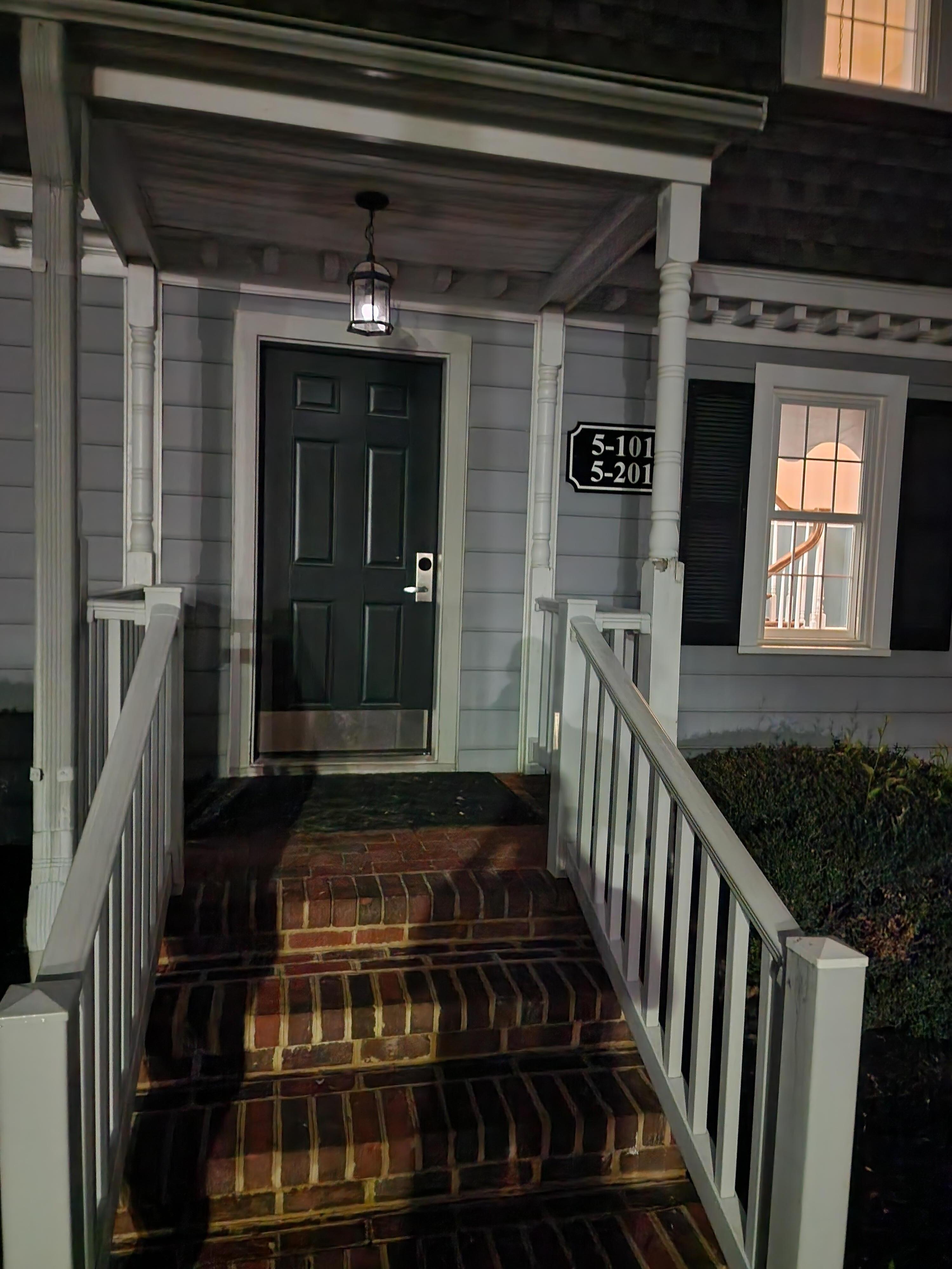 The light to the building was going out making it a security issue. Along with the fact that the door did close by itself.