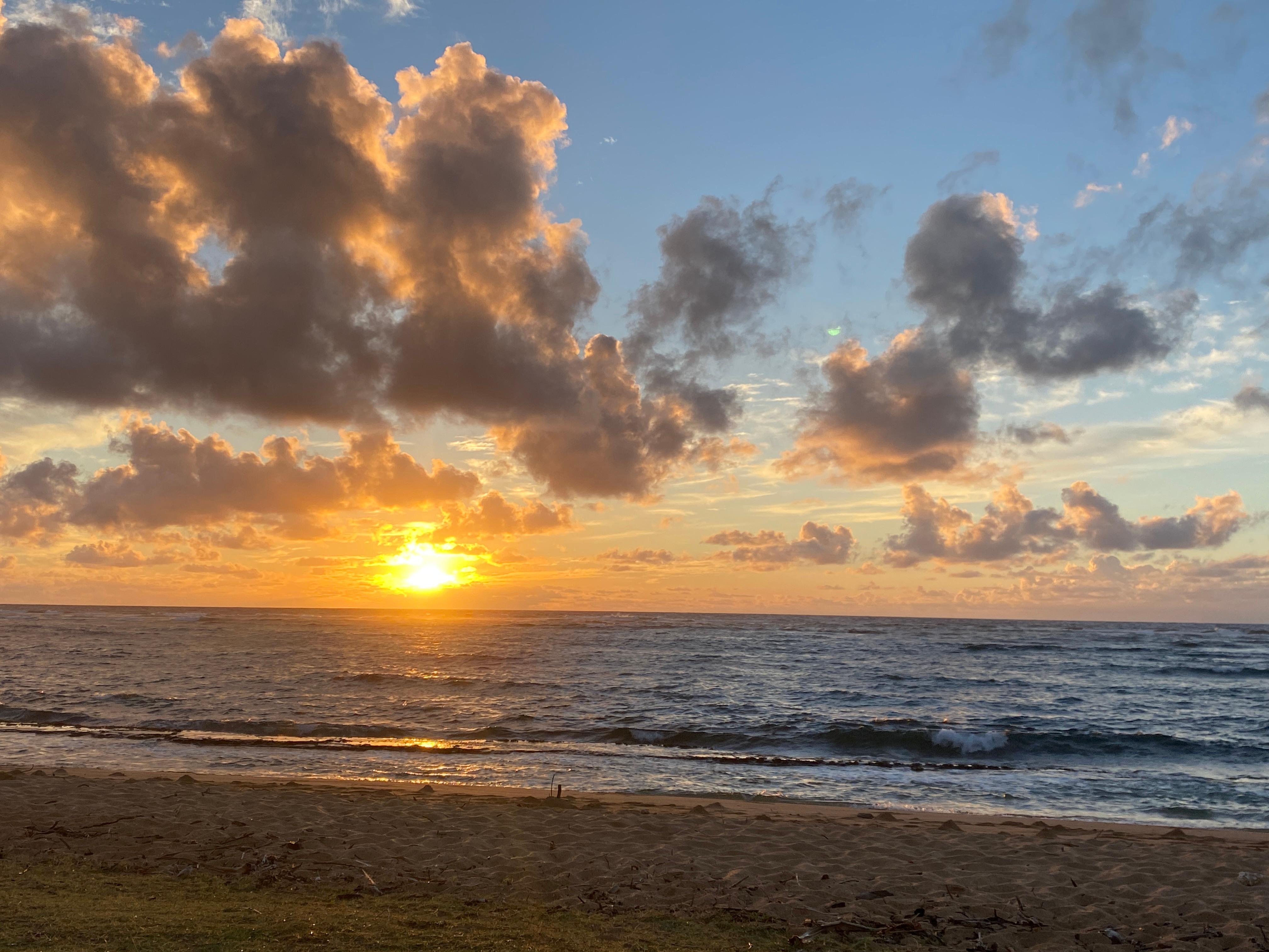 Sunrise from the beach outside the resort.
