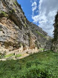 Monastery within the mountains within walking range