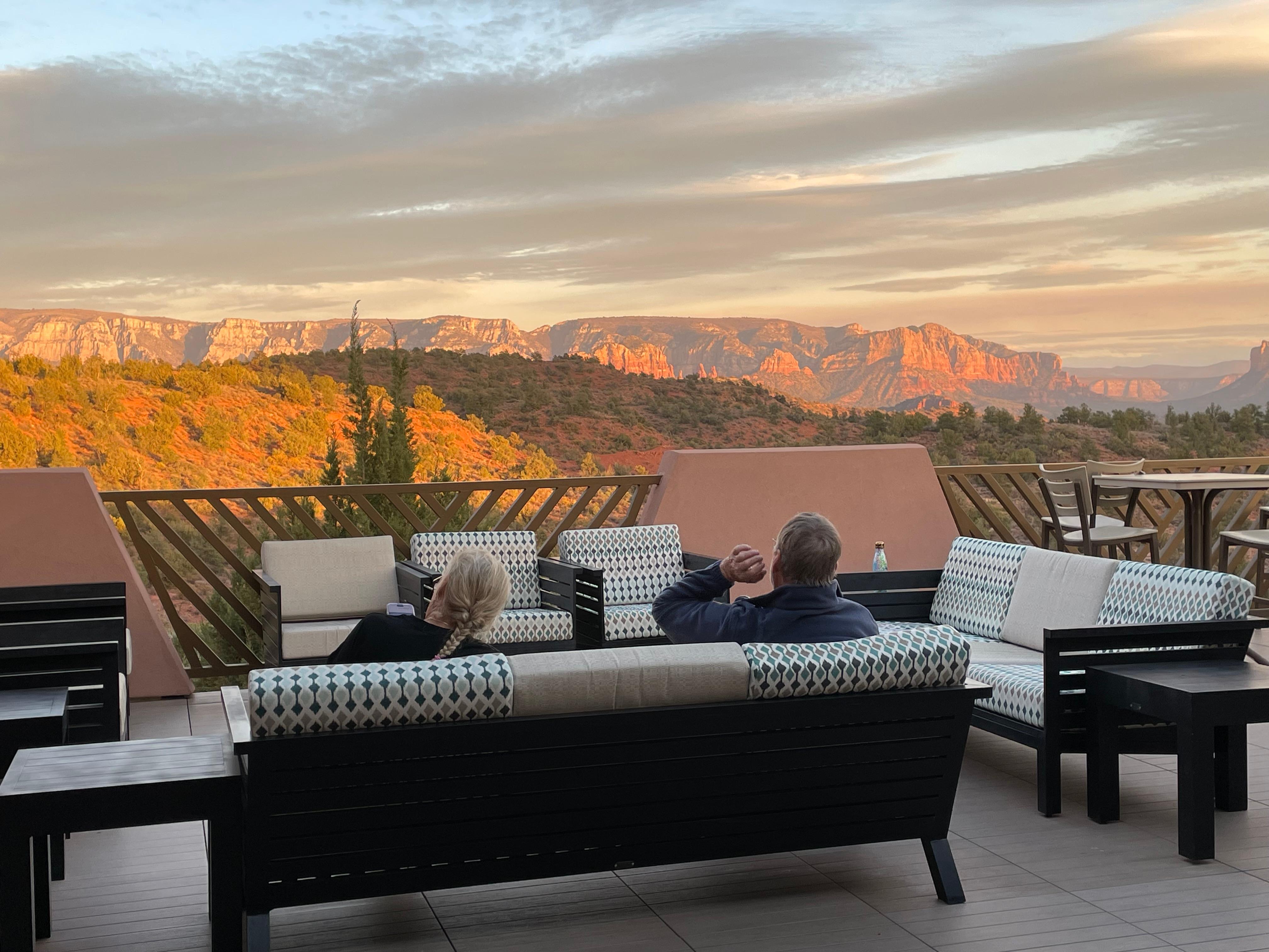 Enjoying the sunset colors on the rooftop patio 