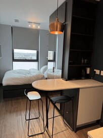 Bed and dining area