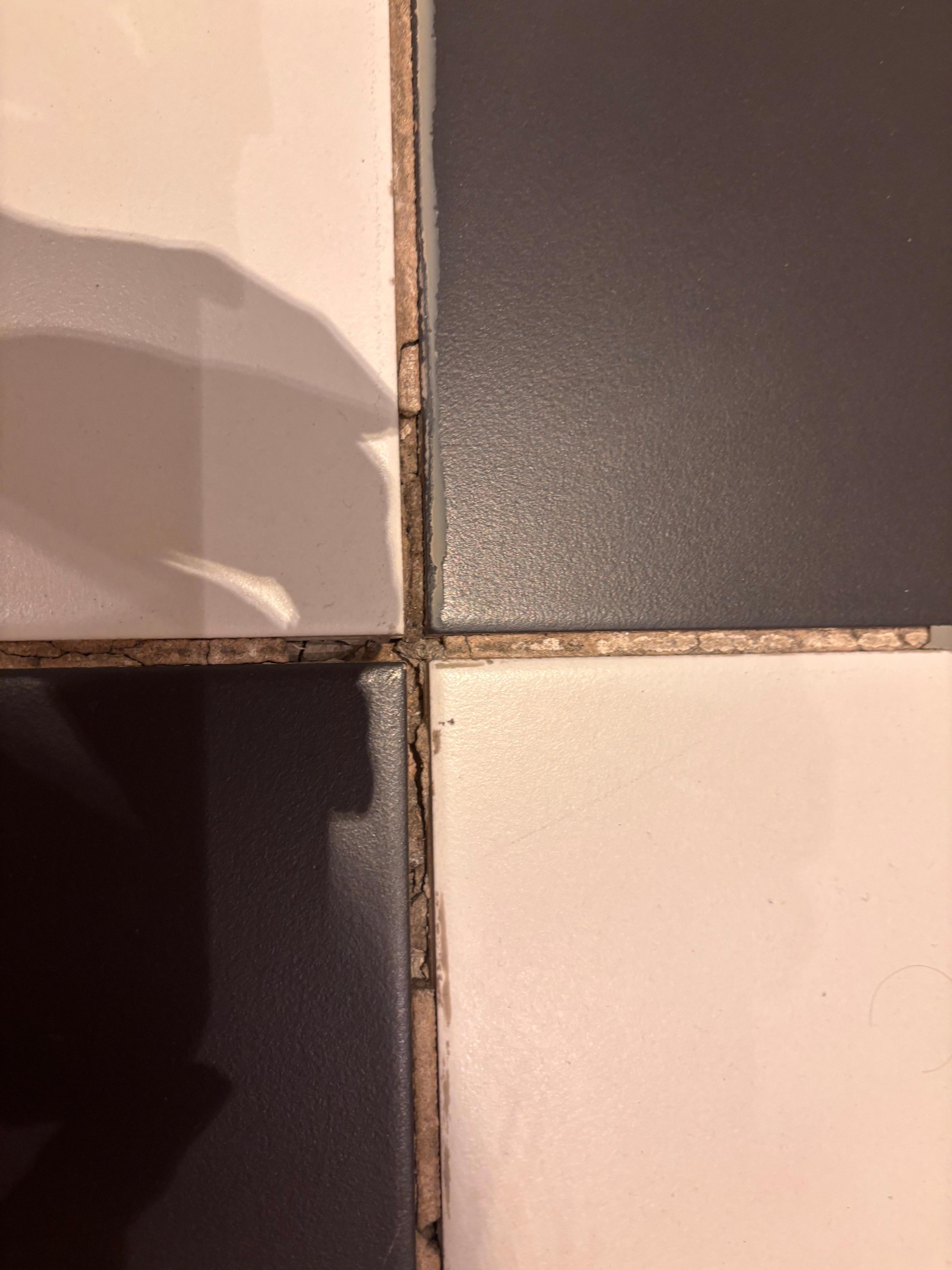 Grout in bathroom floor tiles is coming loose