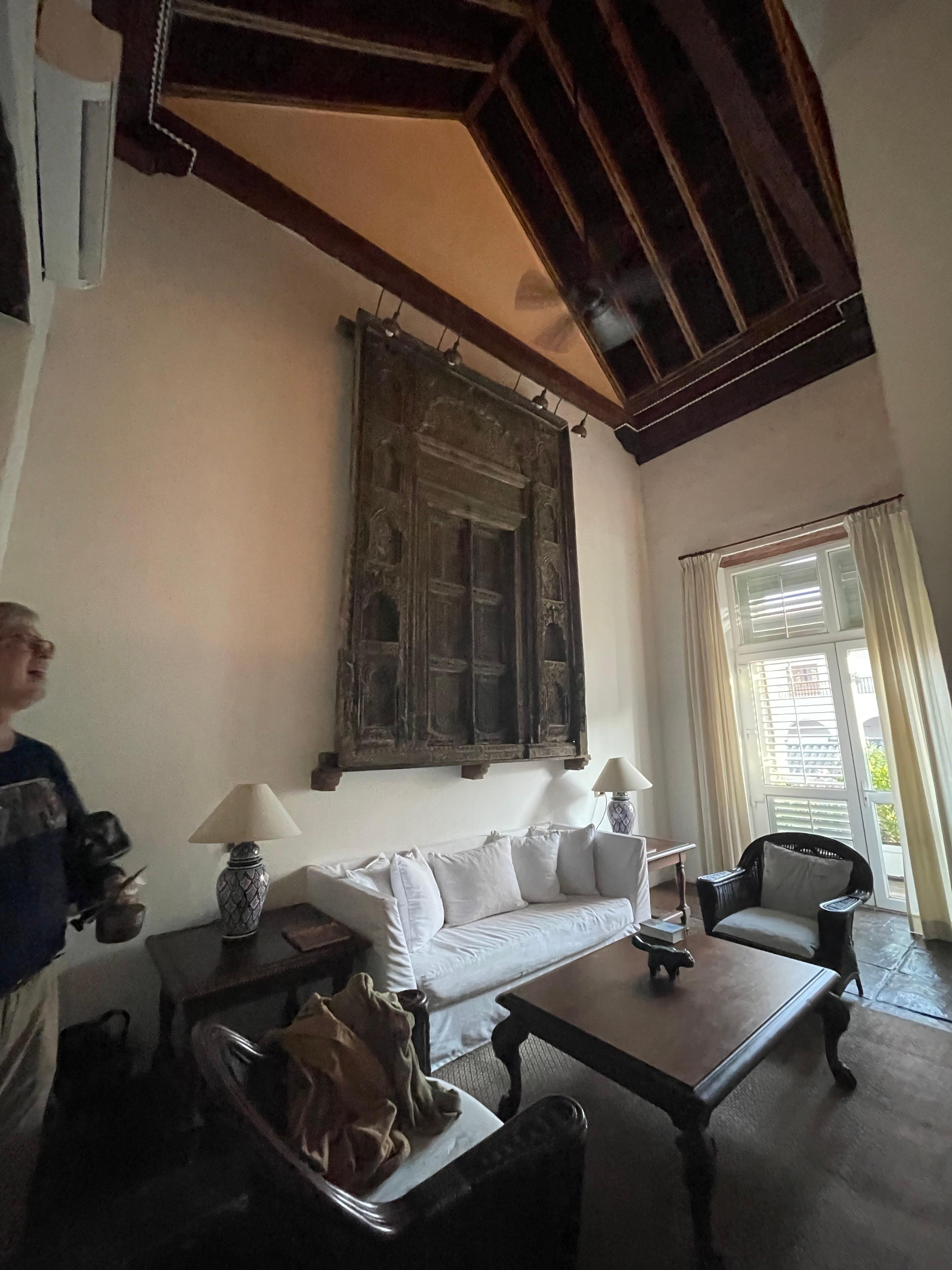 Living room with high ceilings 