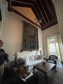 Living room with high ceilings