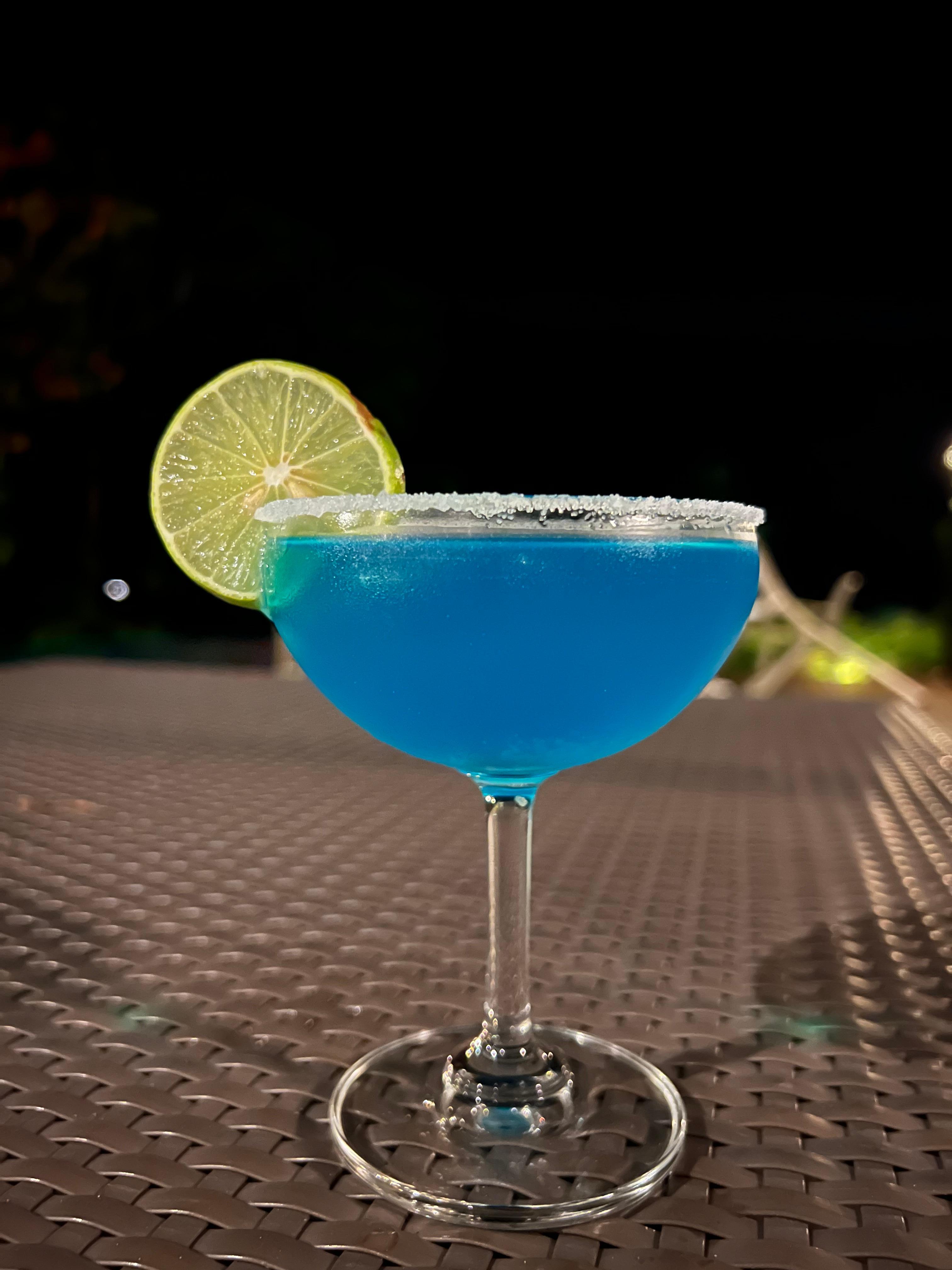 Blue margarita by the pool 