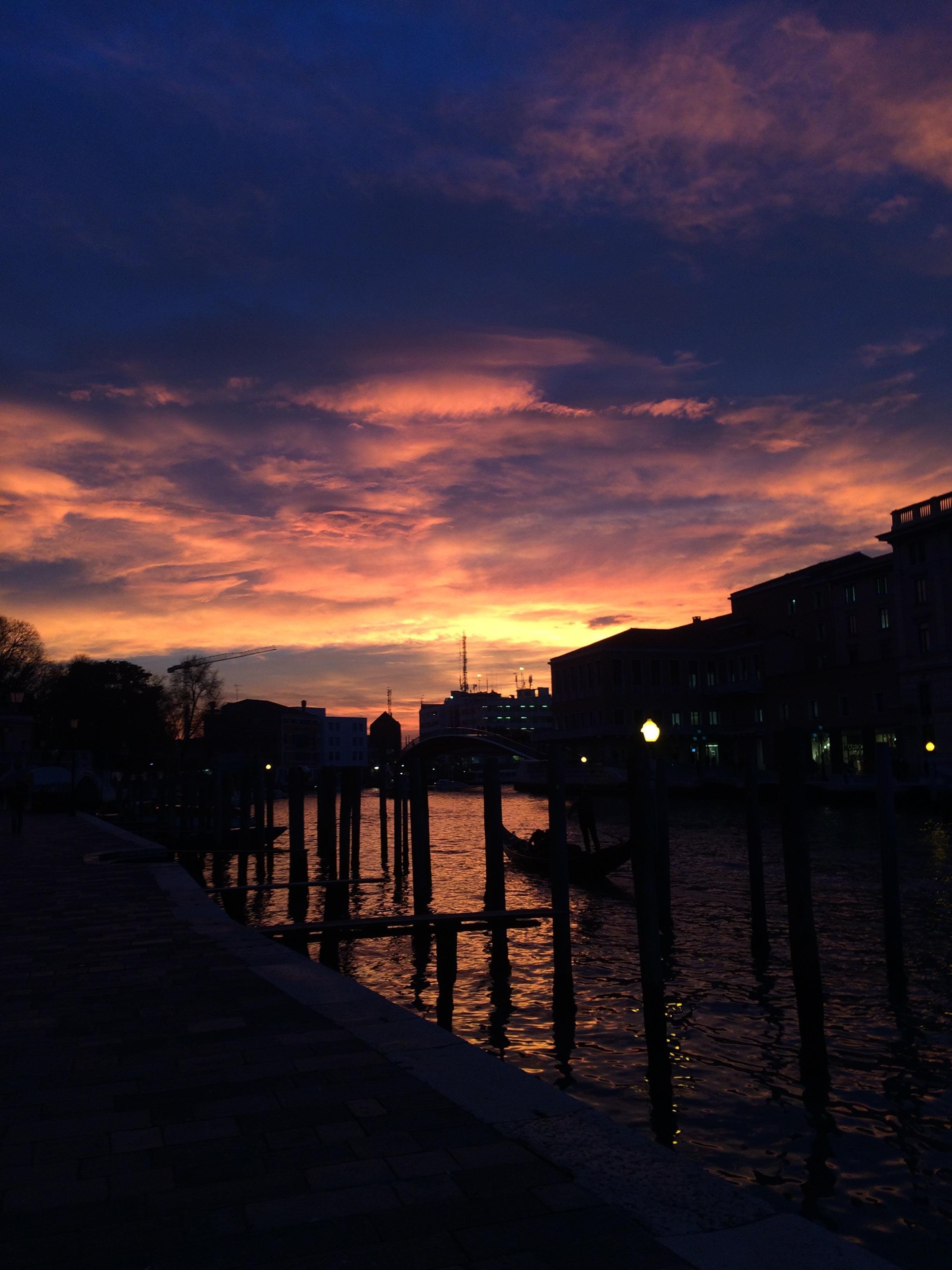 The view in front of the hotel at sunset