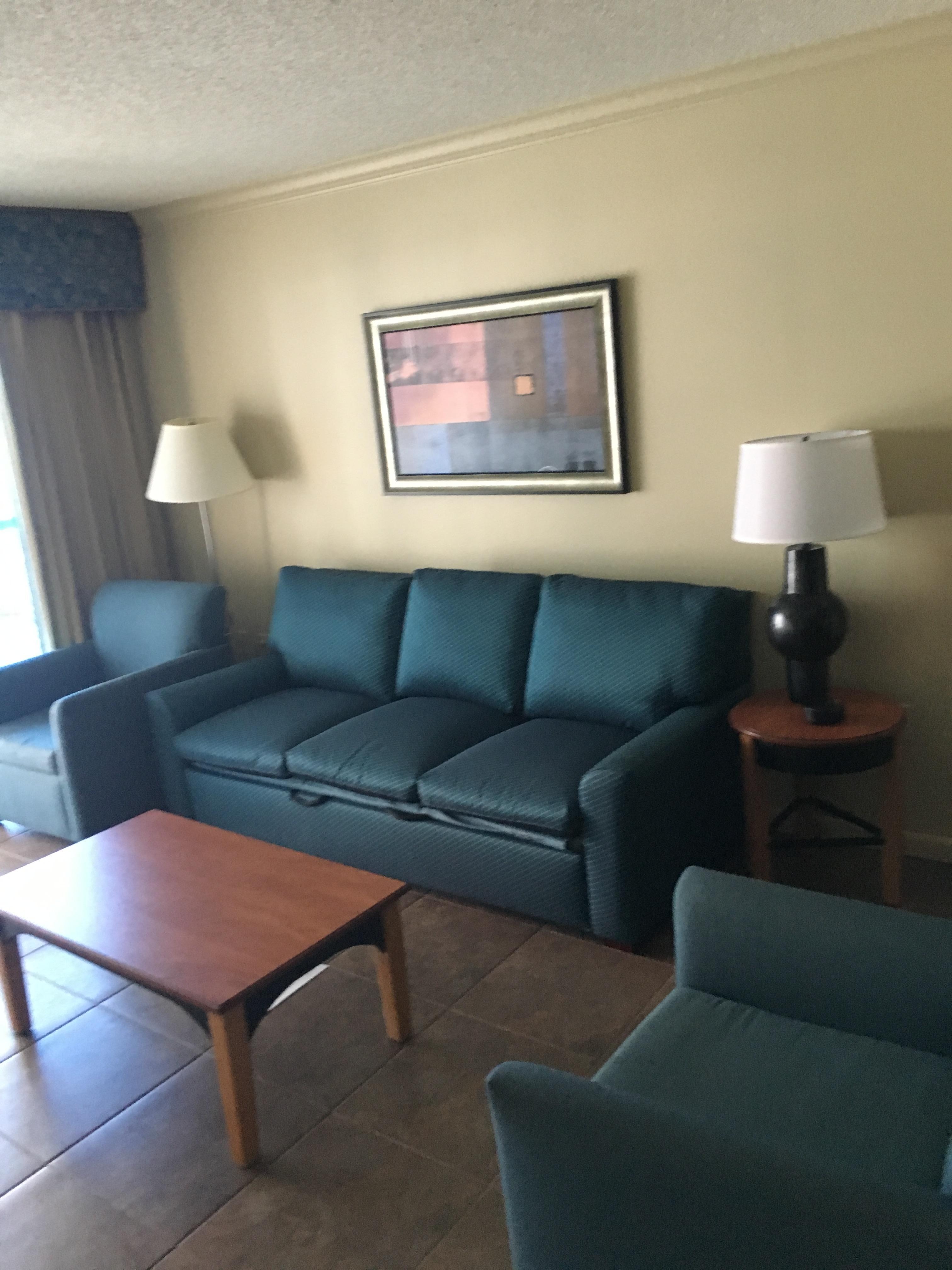Sitting are. With a sofa bed