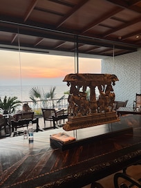 Sitting area with outdoor terrace overlooking the ocean