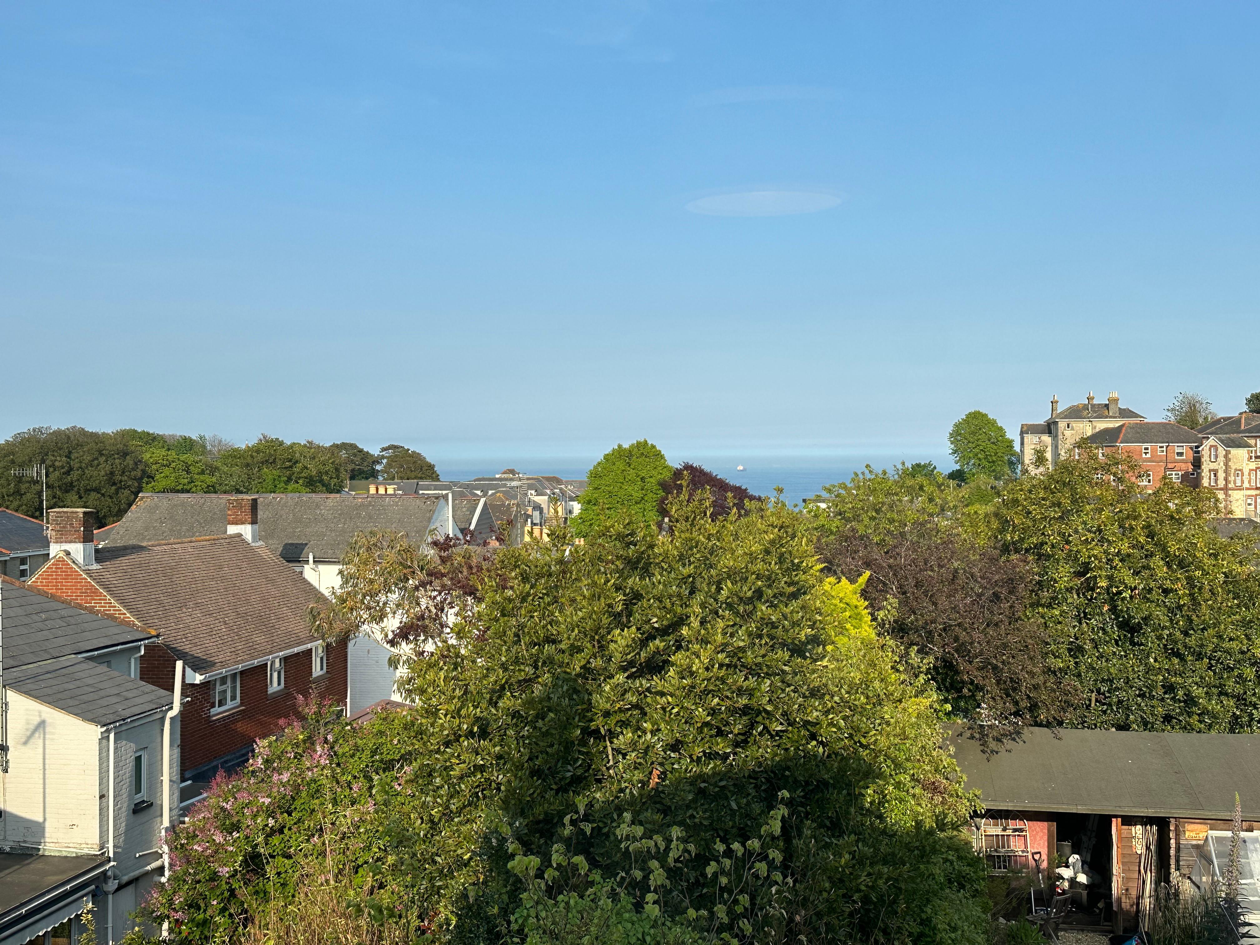 View from Number 29 across Shanklin towards the sea. 