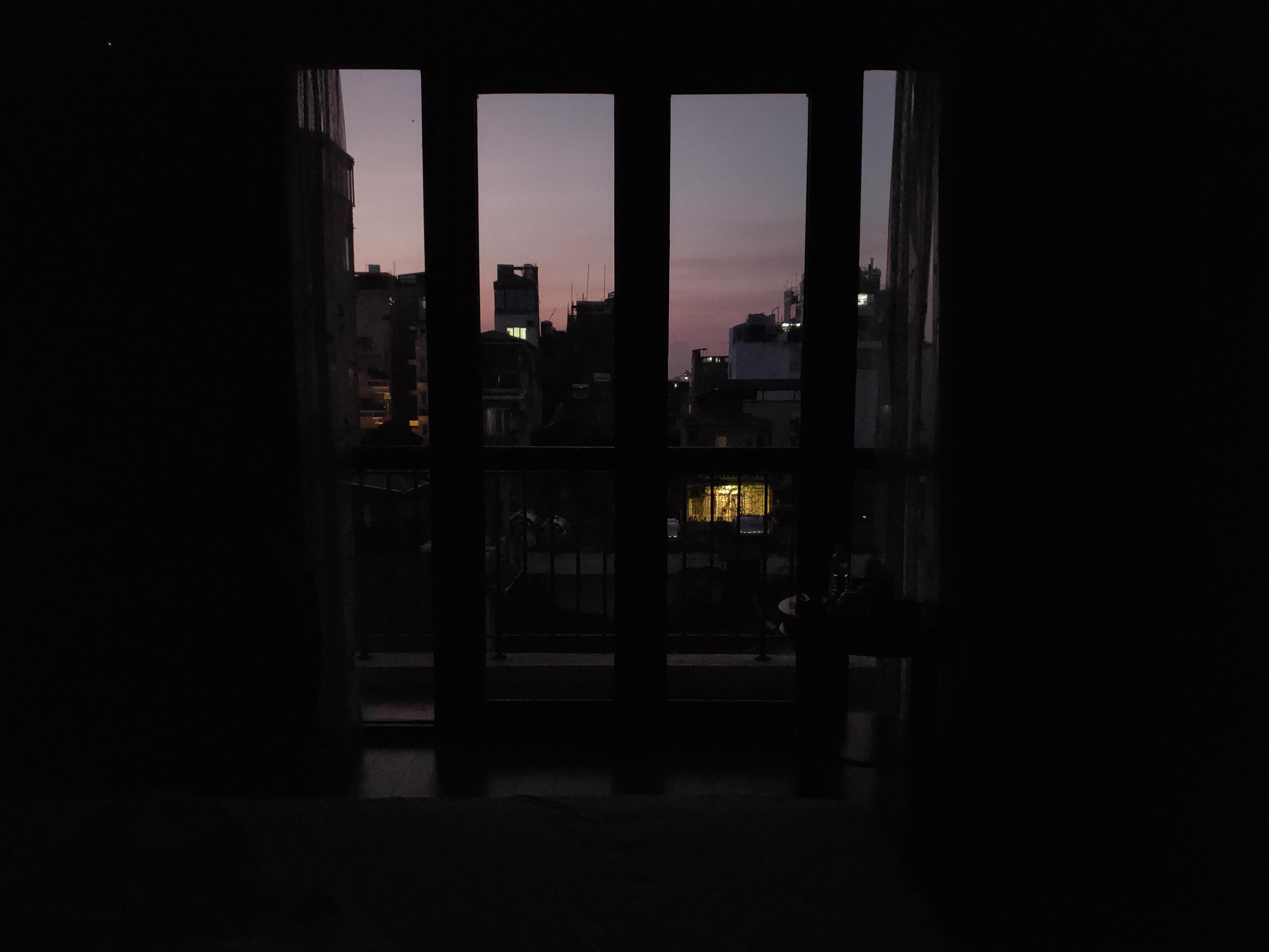 Sunset view through windows