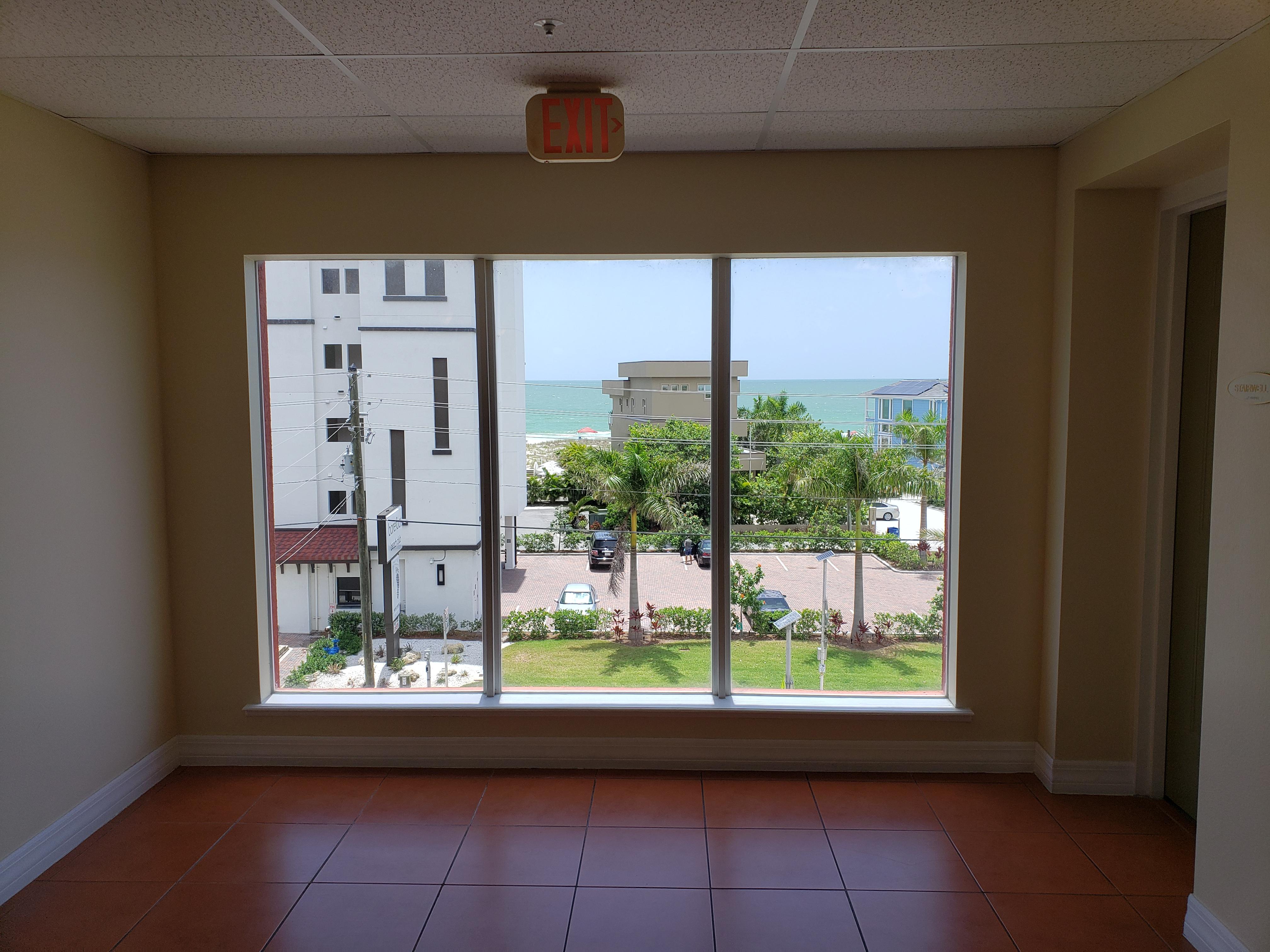 The view from the elevator lobby on the 4th floor looking towards the beach.