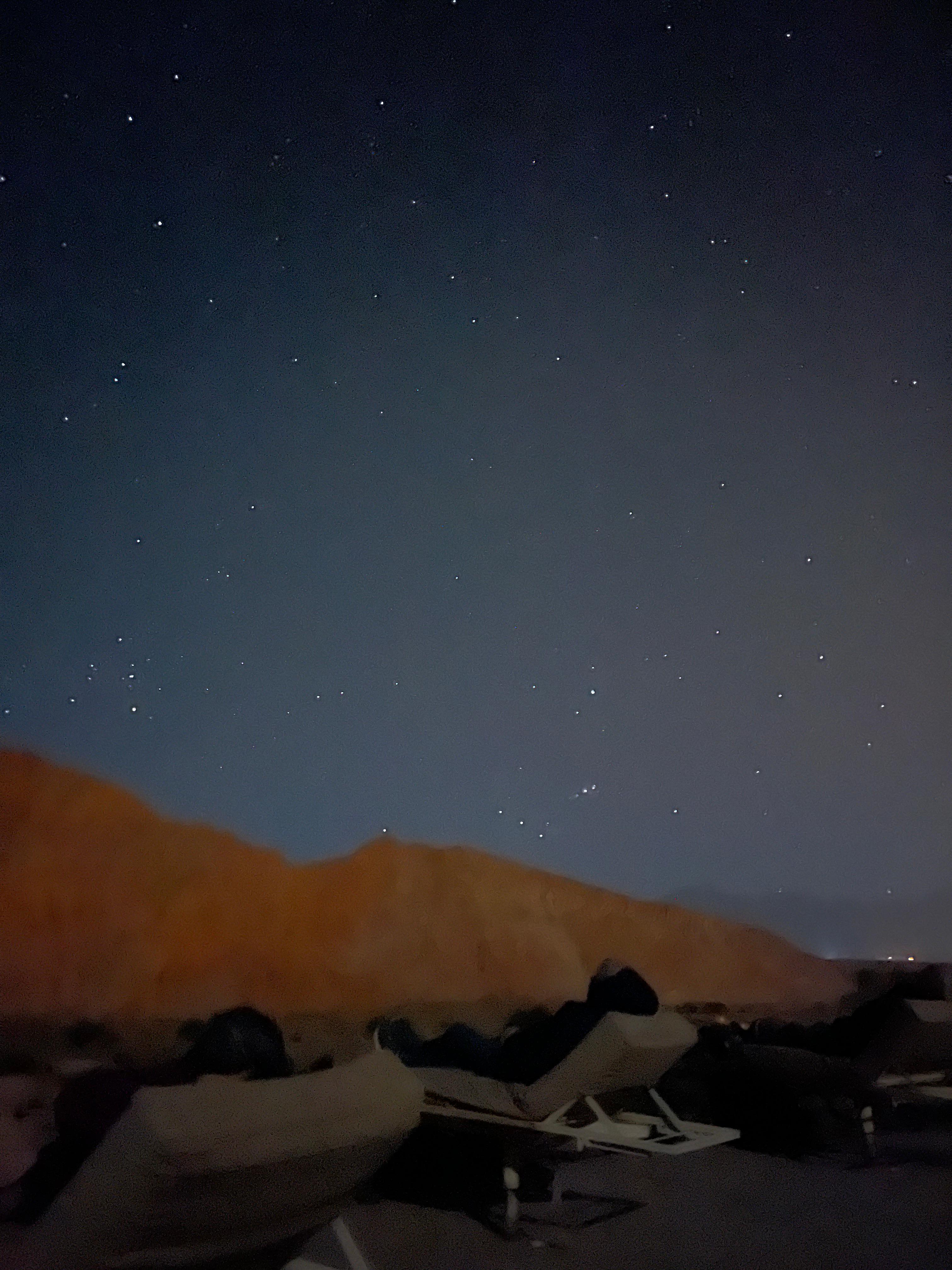 Stars appear as if you can reach with your arm.
Hotel property has star observatary deck with telescope 