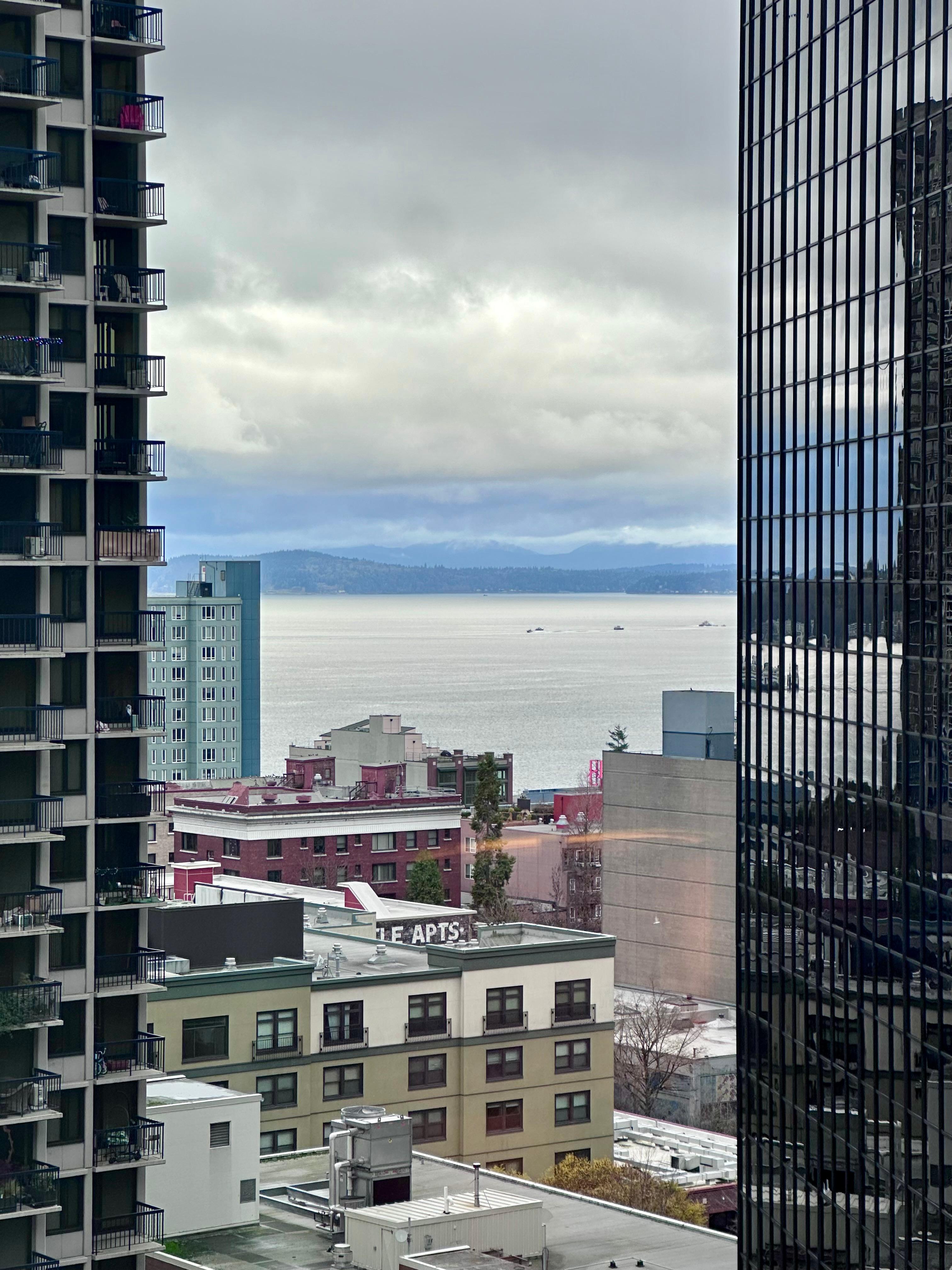 View of the water from our room on the 18th floor