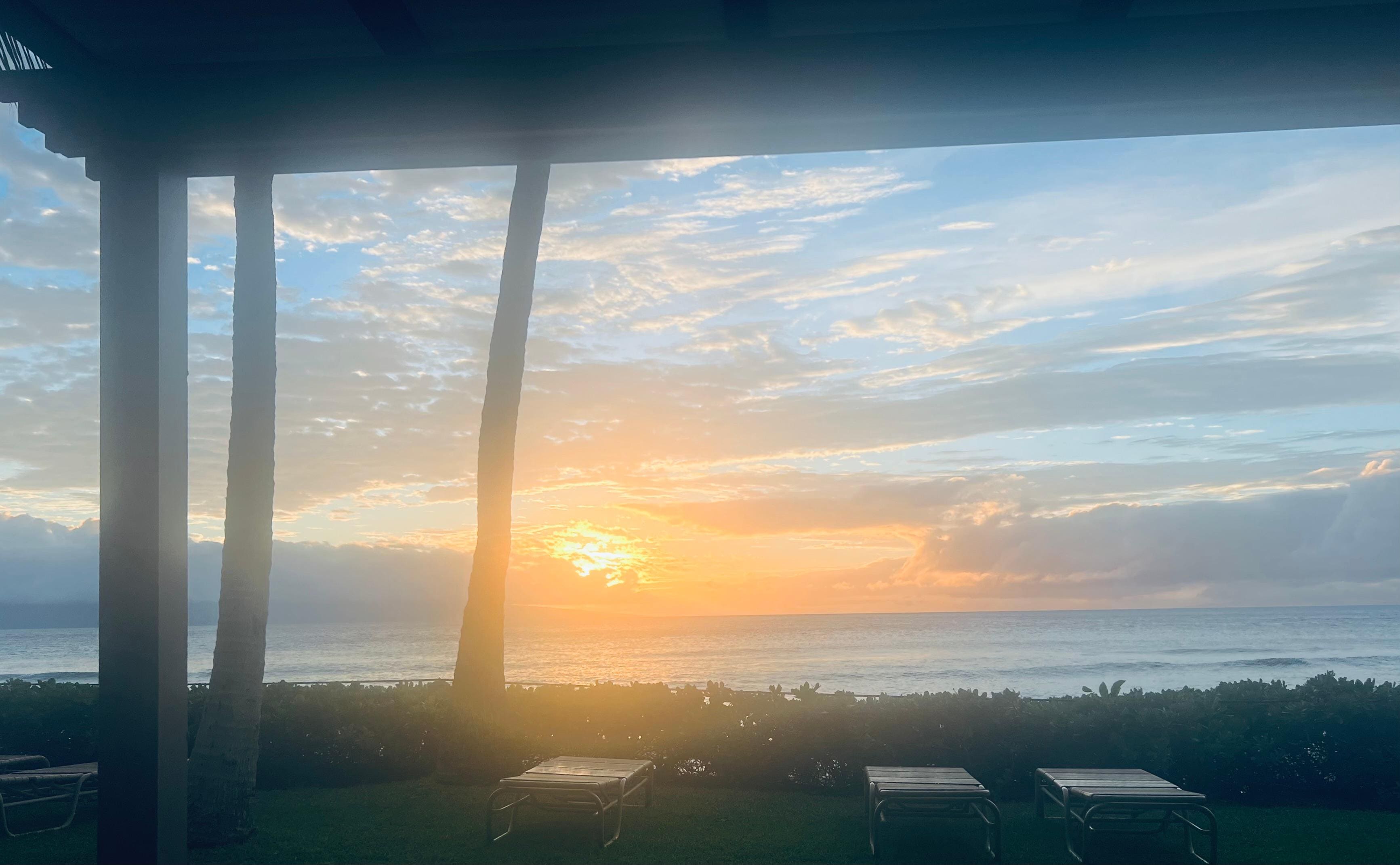 Sunset over Lanai from our condo. 