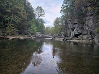 Just below the cabin.
