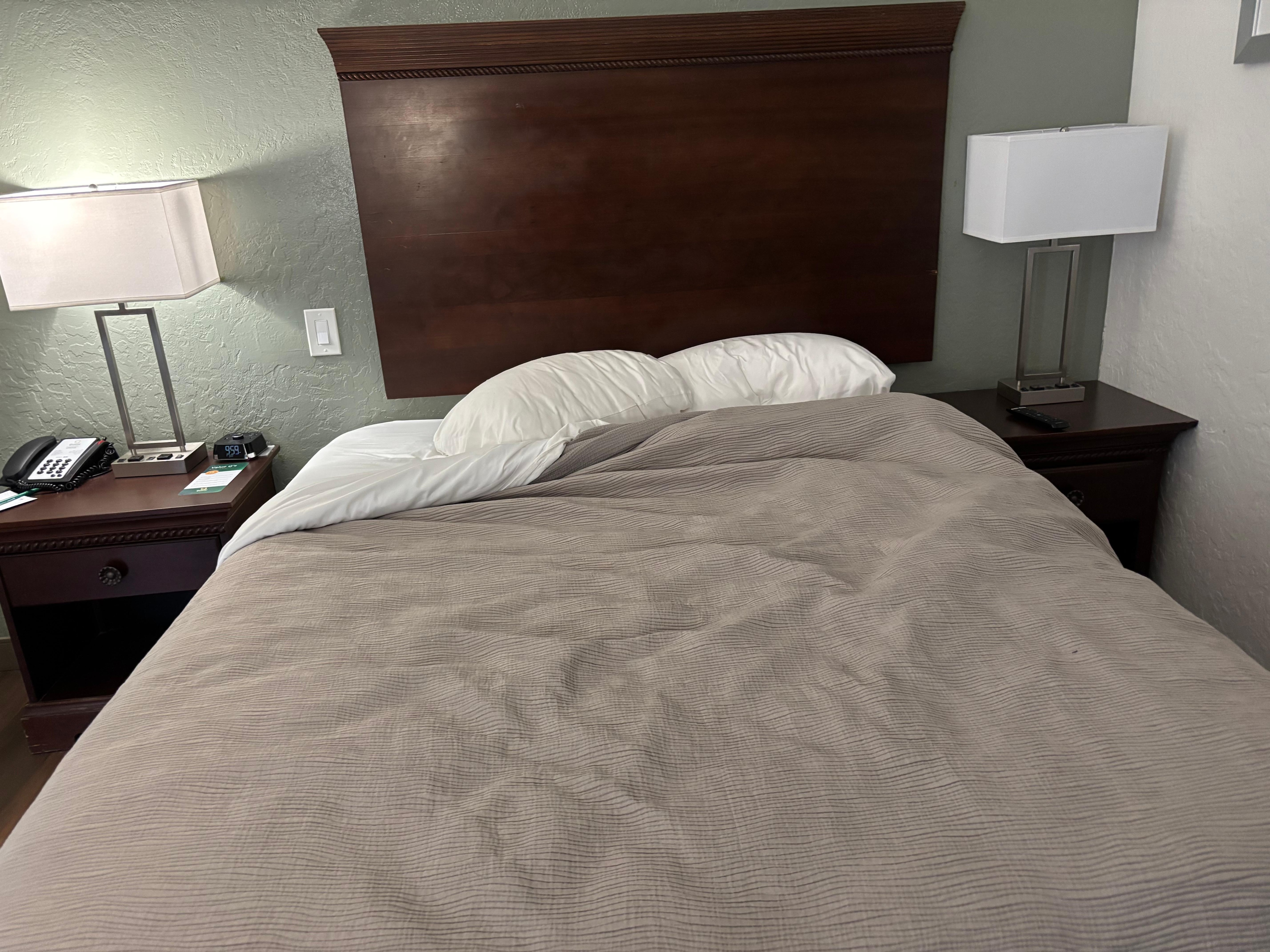 As you can see the headboard is very off center to the bed. Not a huge deal but just another indication of neglect