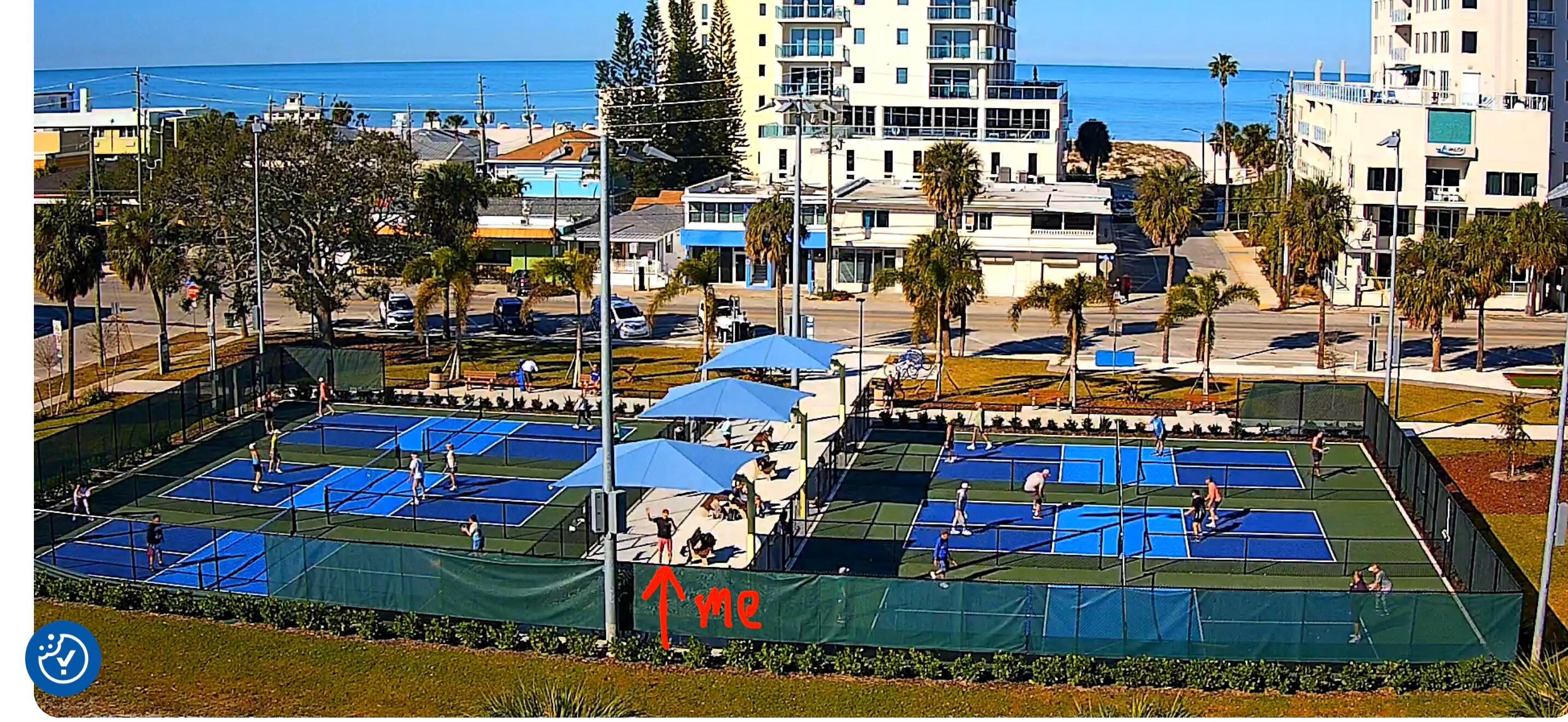 Pickleball courts at McKay Park one block away as shown live on Parkviewlive.com