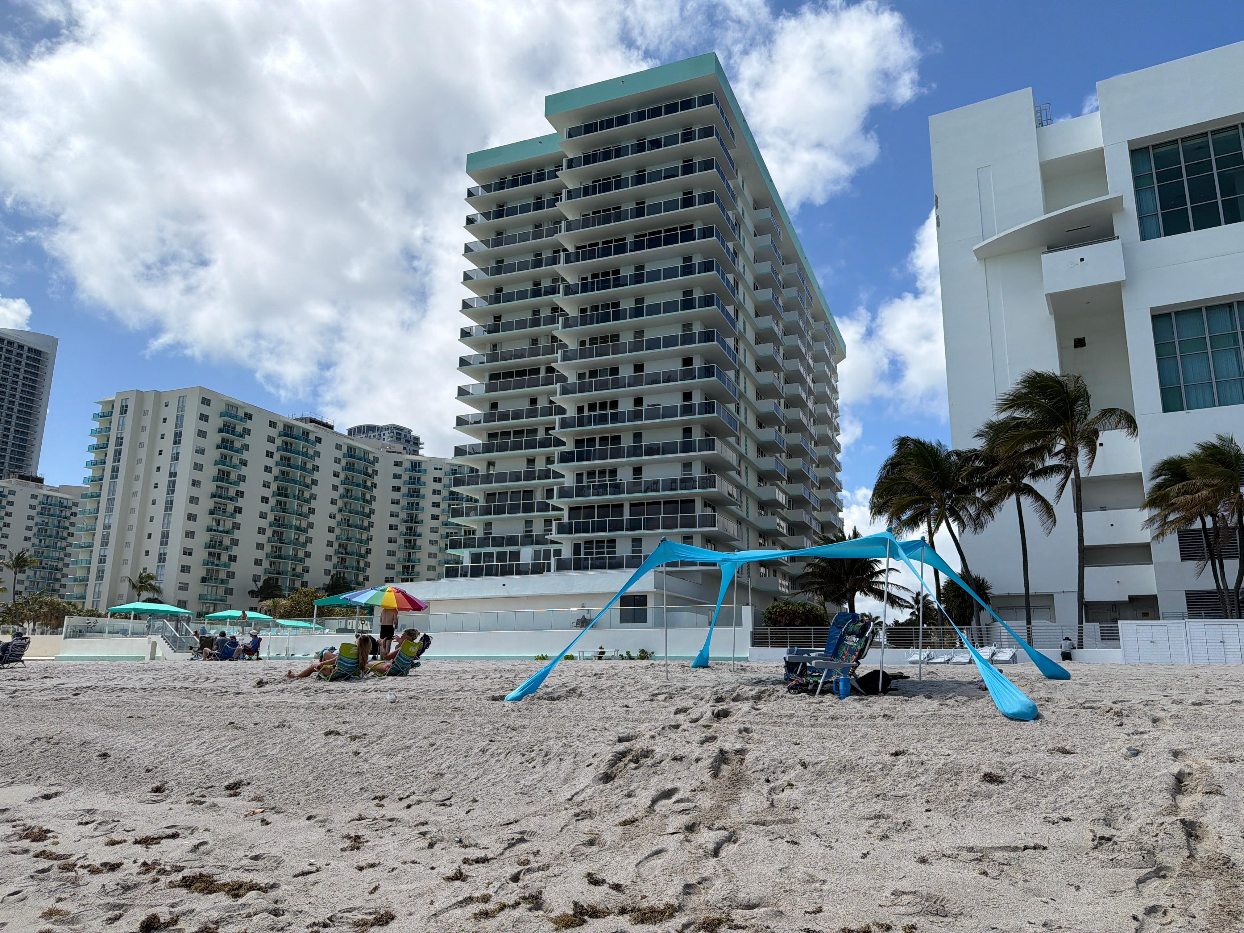 The building from the beach