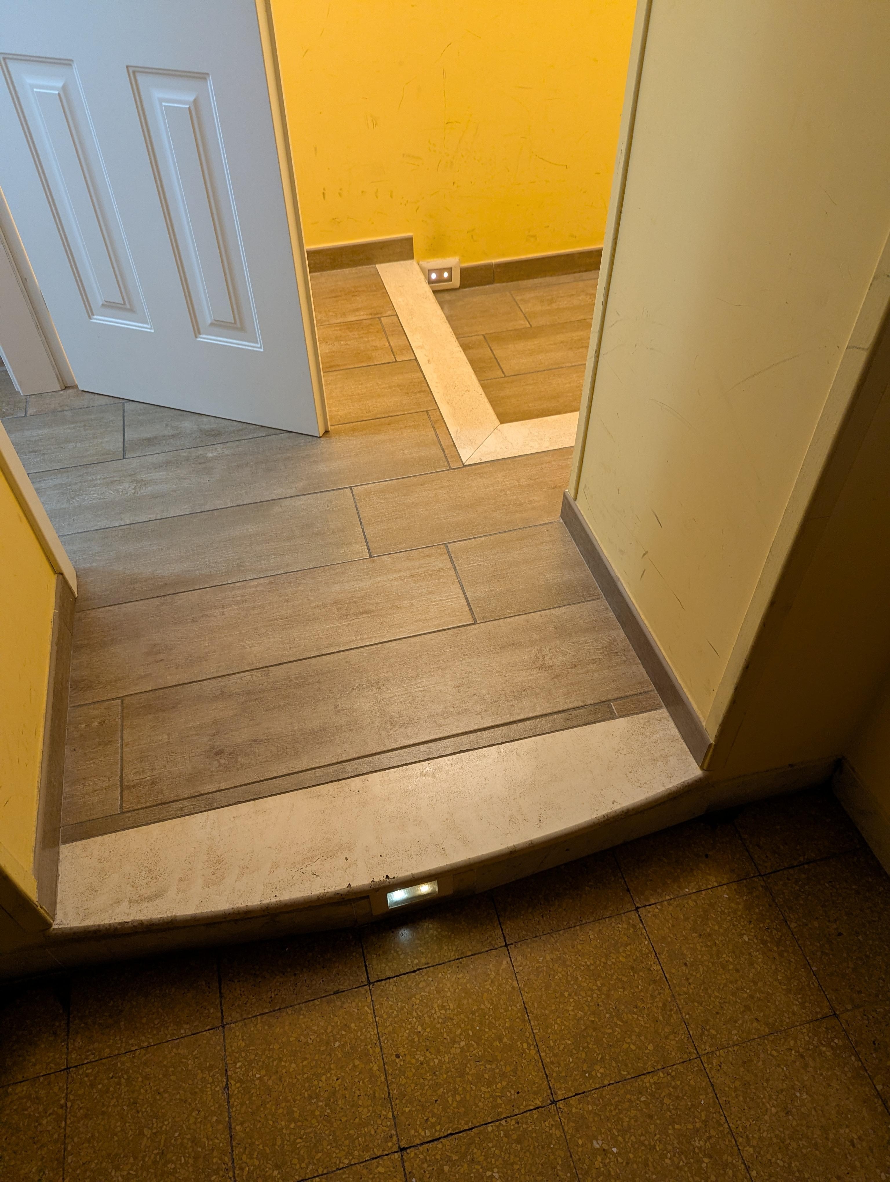 There are steps on the floor so there are light to light them up. So, the room could not be darken at night. I ended up covering them with something so that I could sleep.