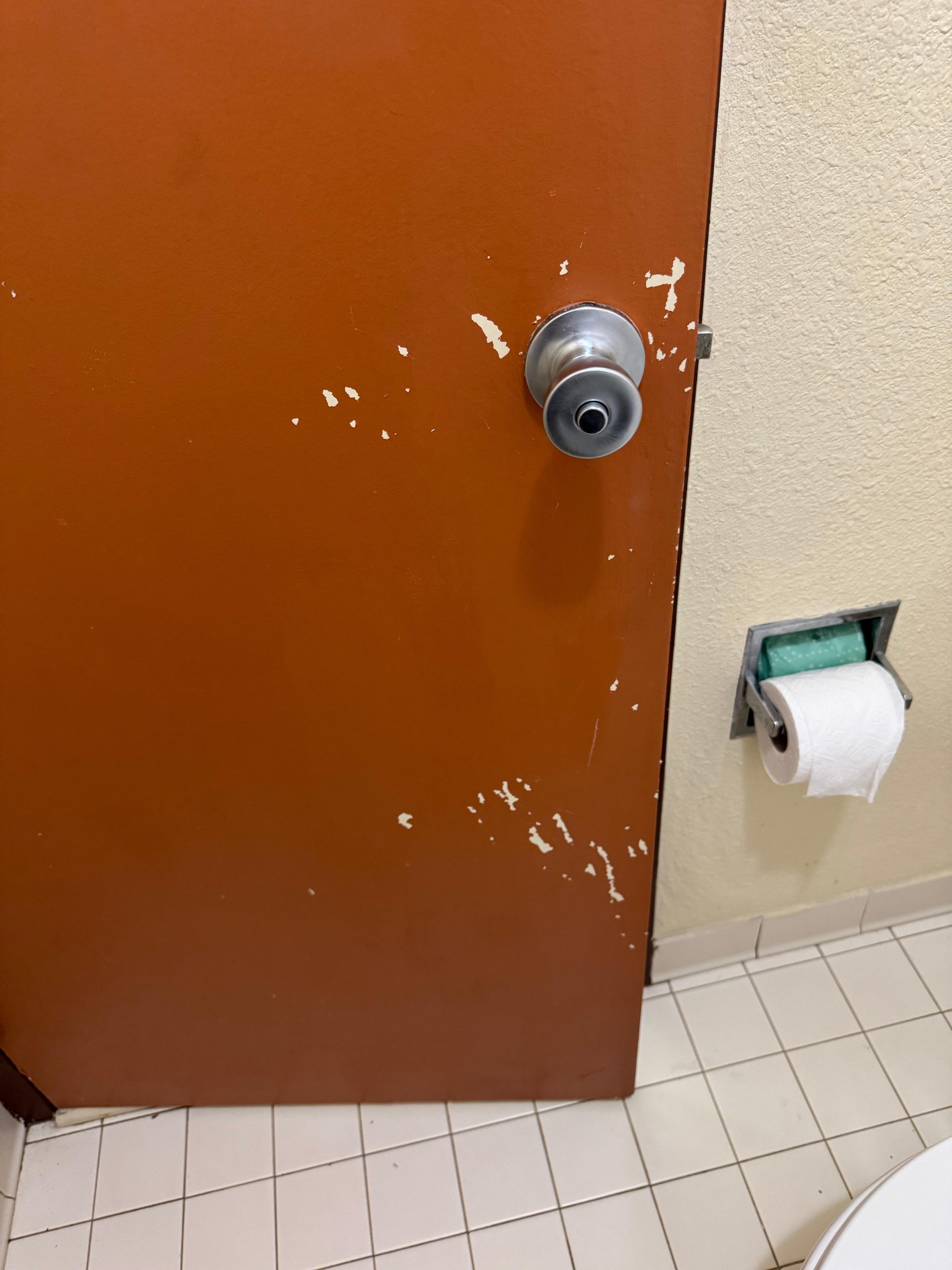 Scuffed bathroom door