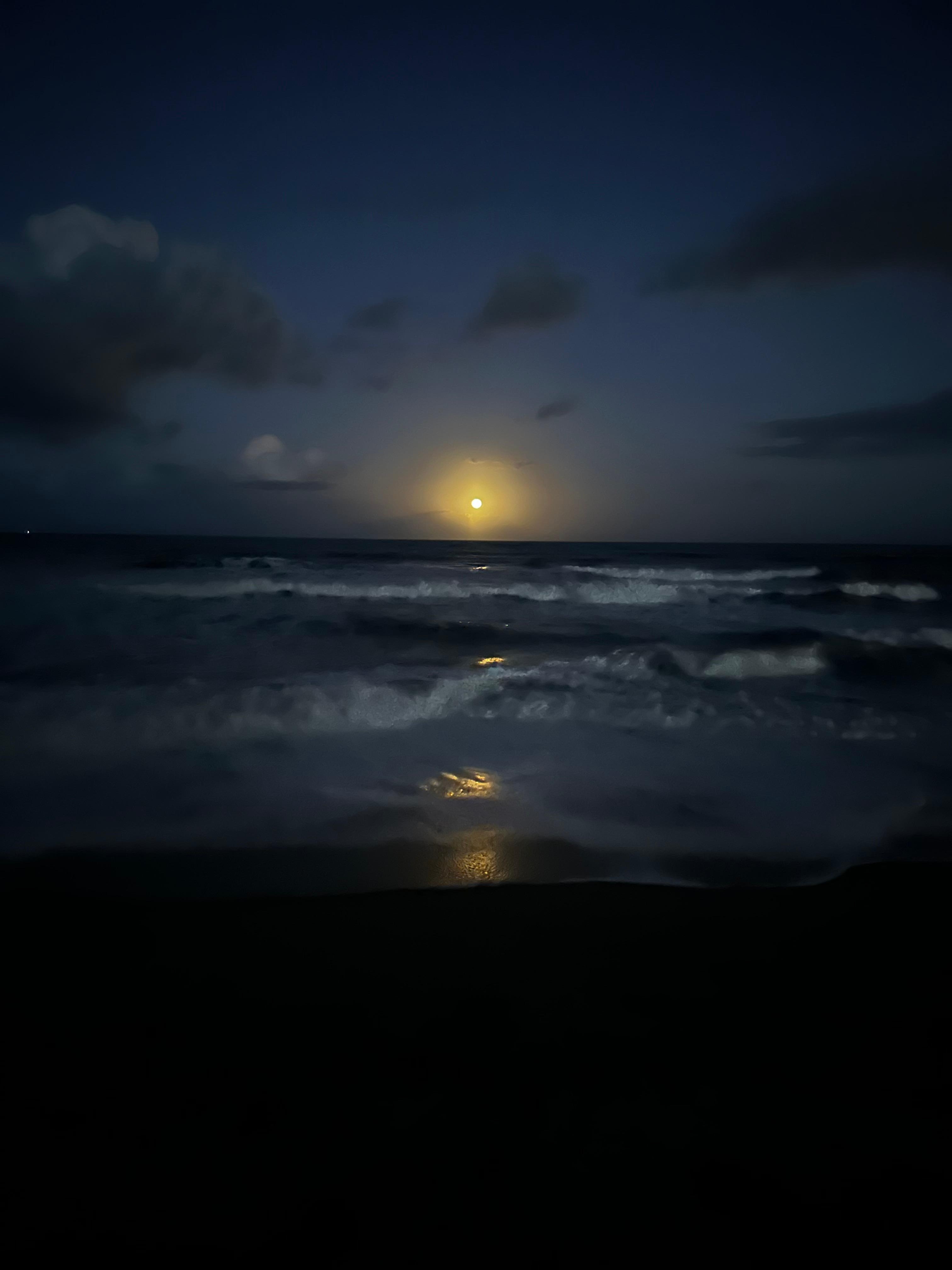 Beautiful full moon over the ocean