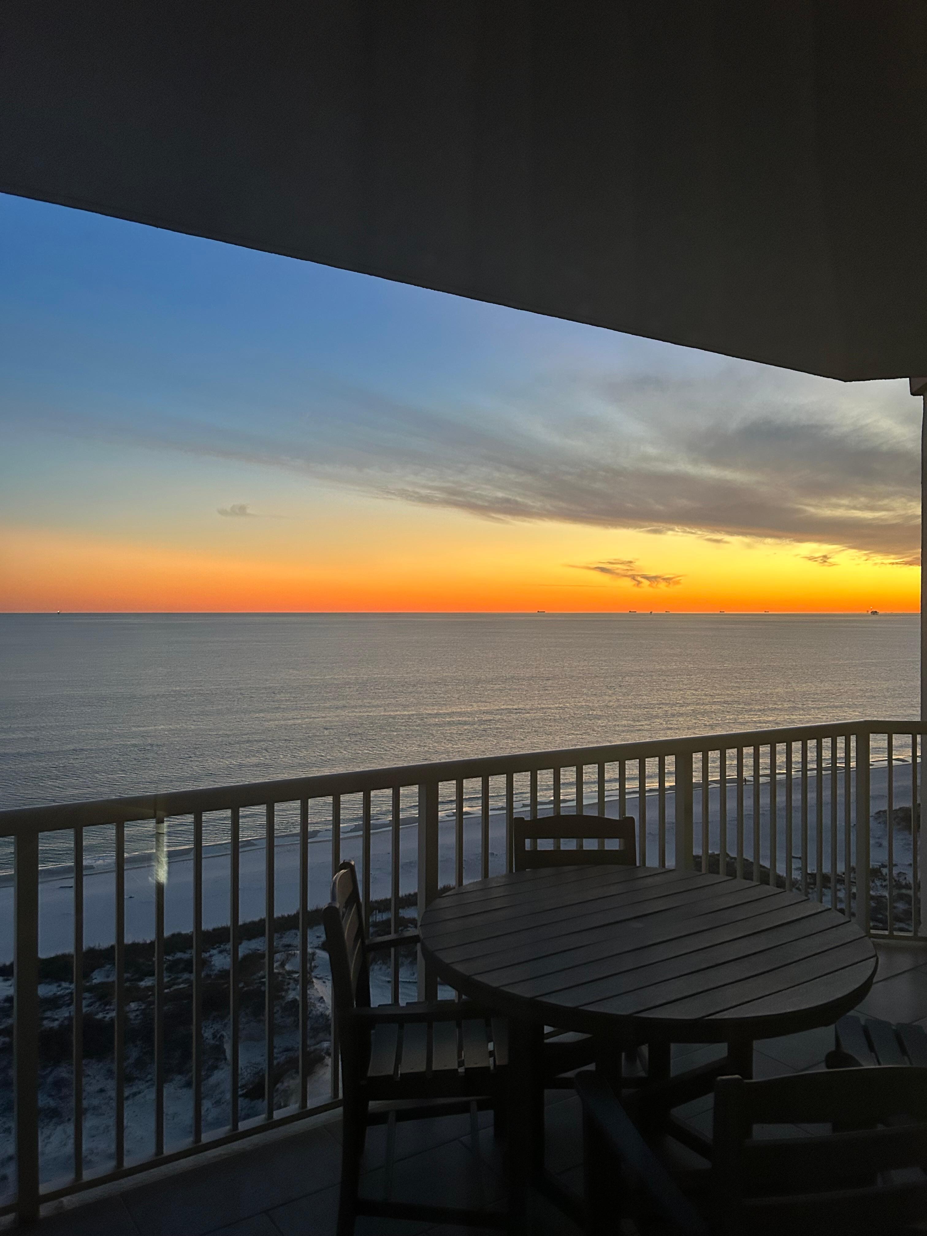 Gorgeous sunsets from the balcony. 