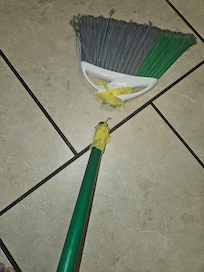 They taped the broom together and not well.