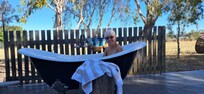 Relaxing in the outdoor bath