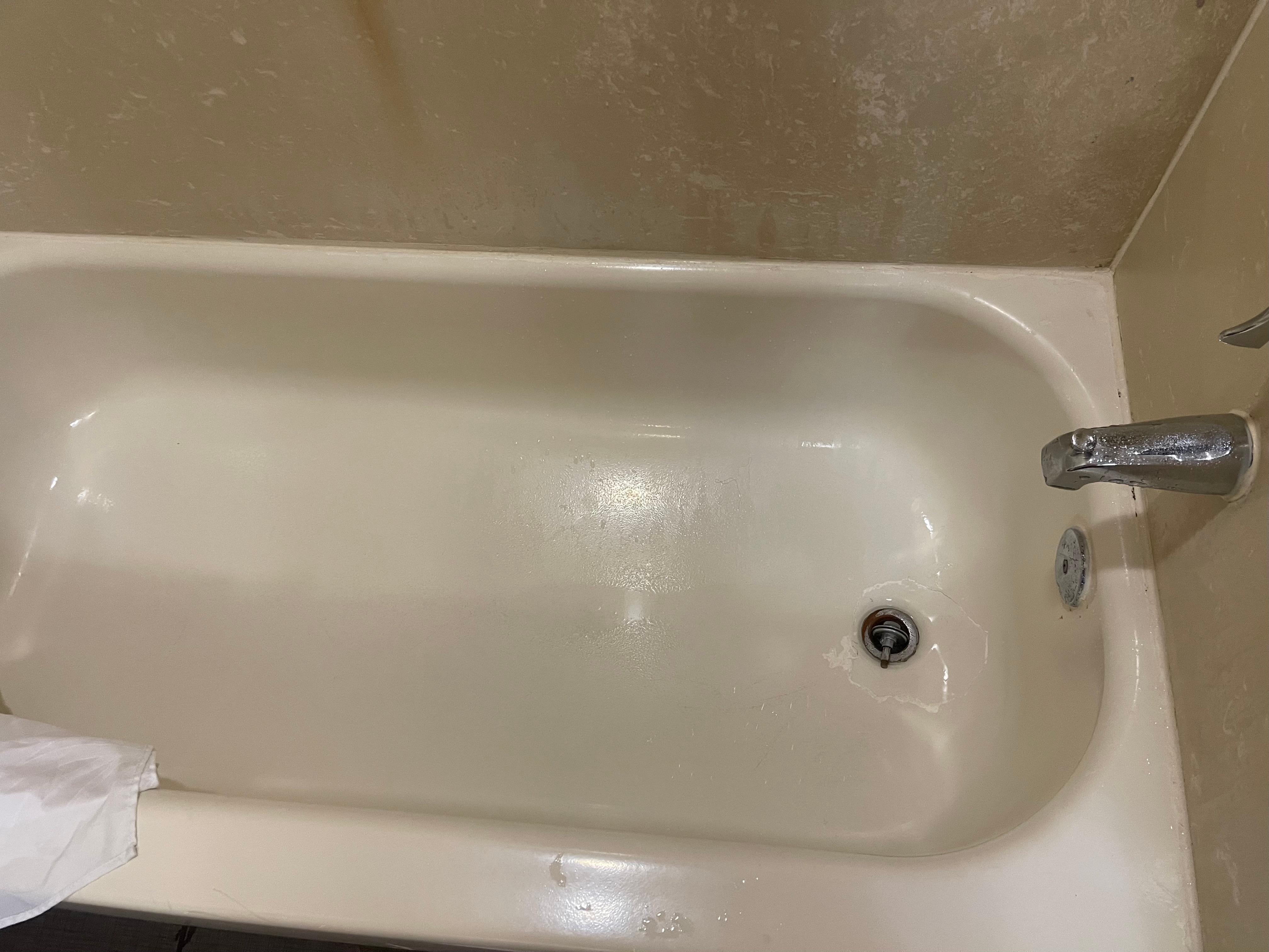 Rusting and peeling bathtub.