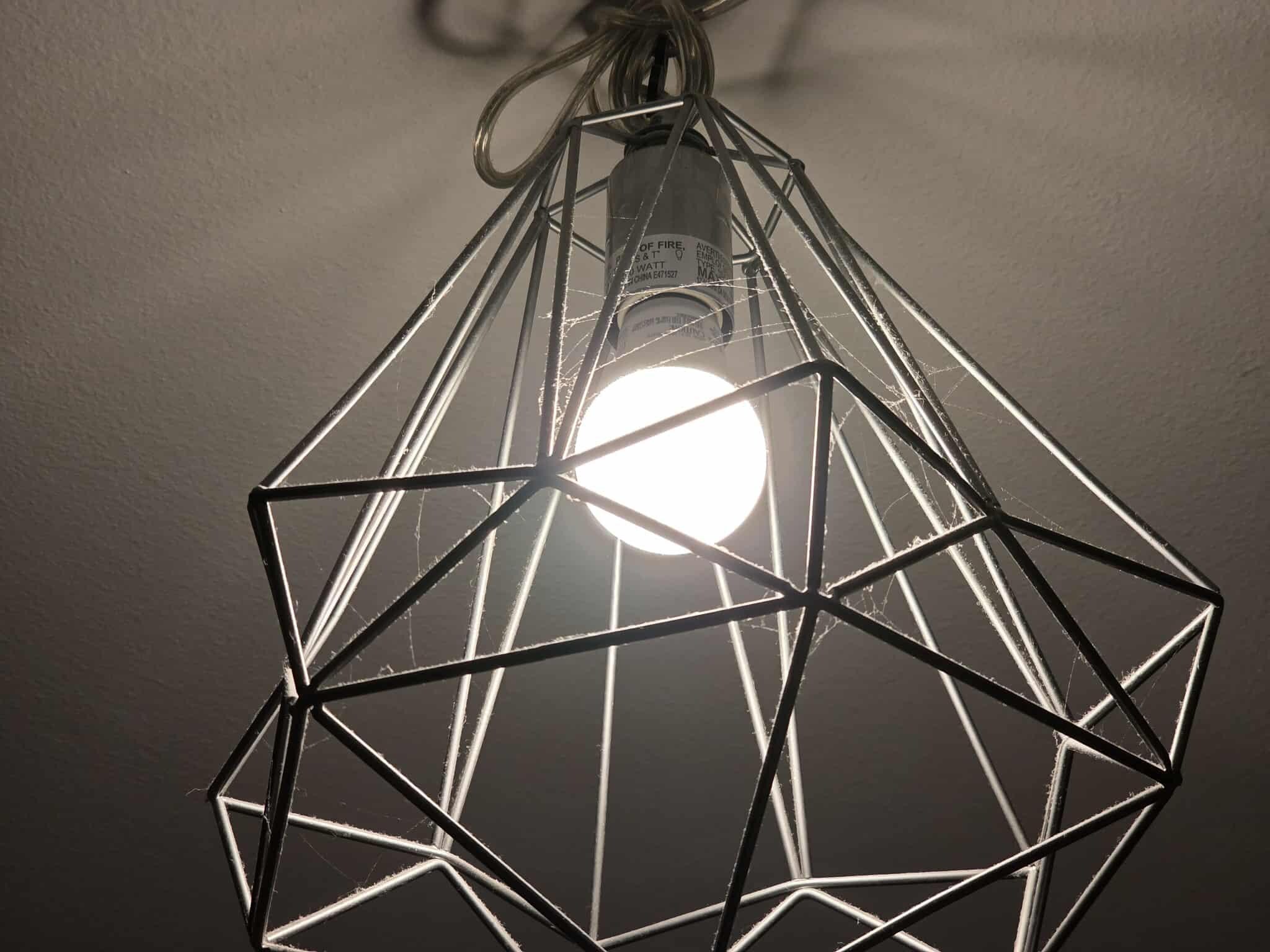 Cobwebs on light fixtures.