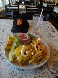 Angus flame broiled burger dinner at the on-site Casey Jones Restaurant