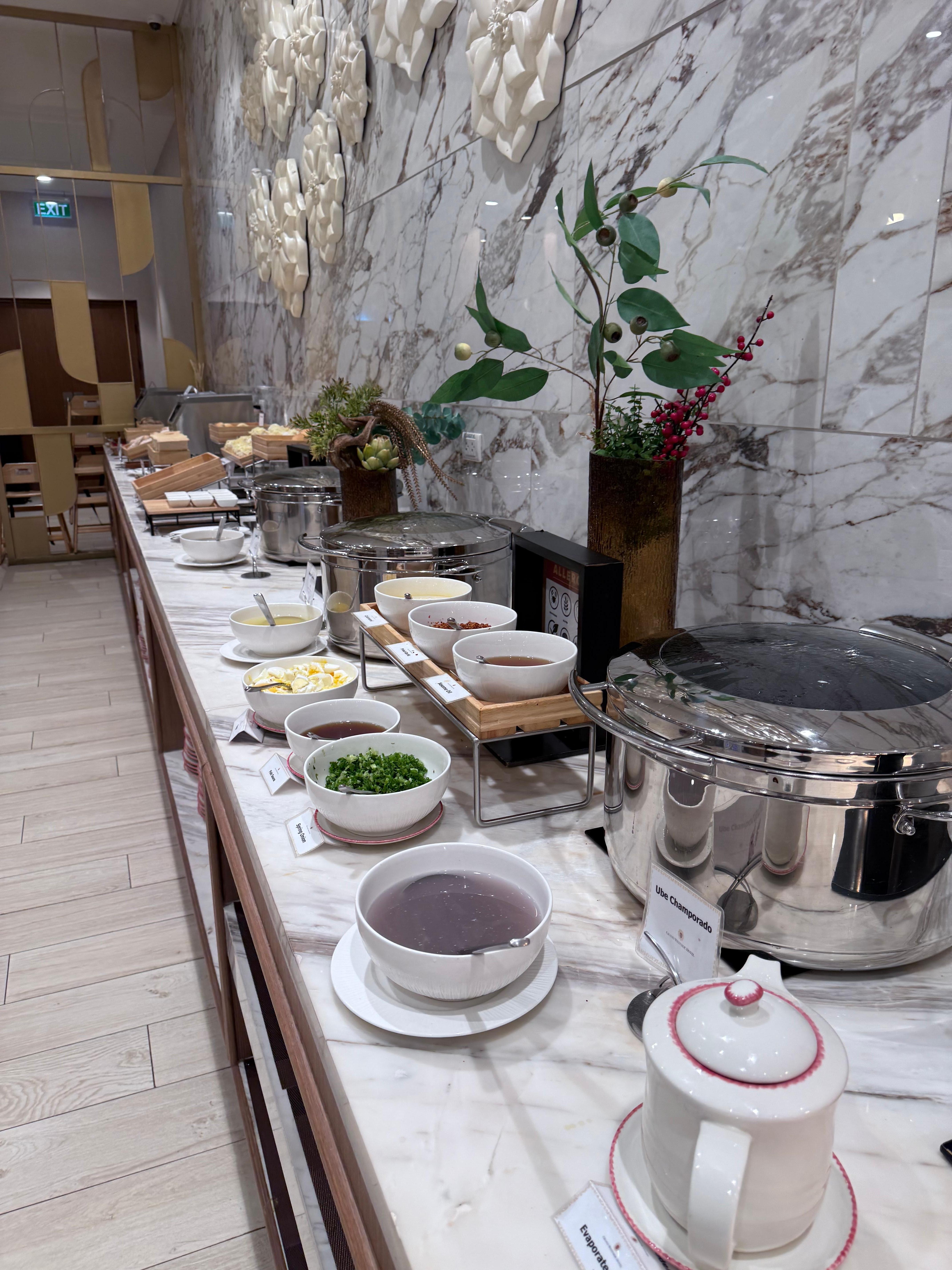 Part of the breakfast buffet line