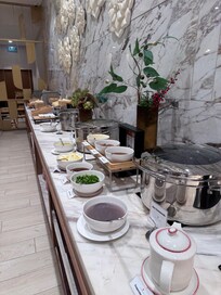 Part of the breakfast buffet line