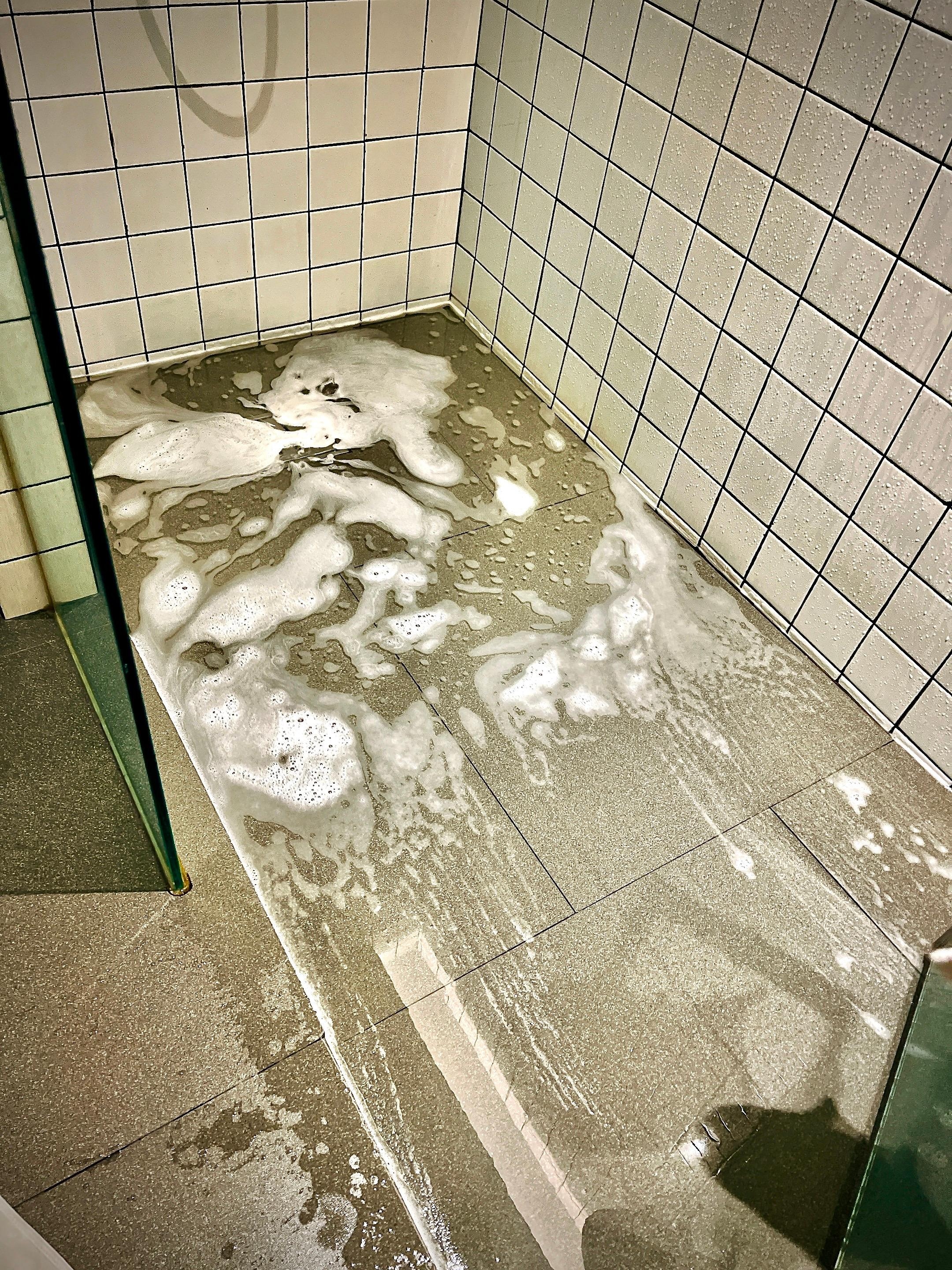 第一天洗澡水忽冷忽熱，熱水是很燙那種⋯排水慢，然後腳泡水！