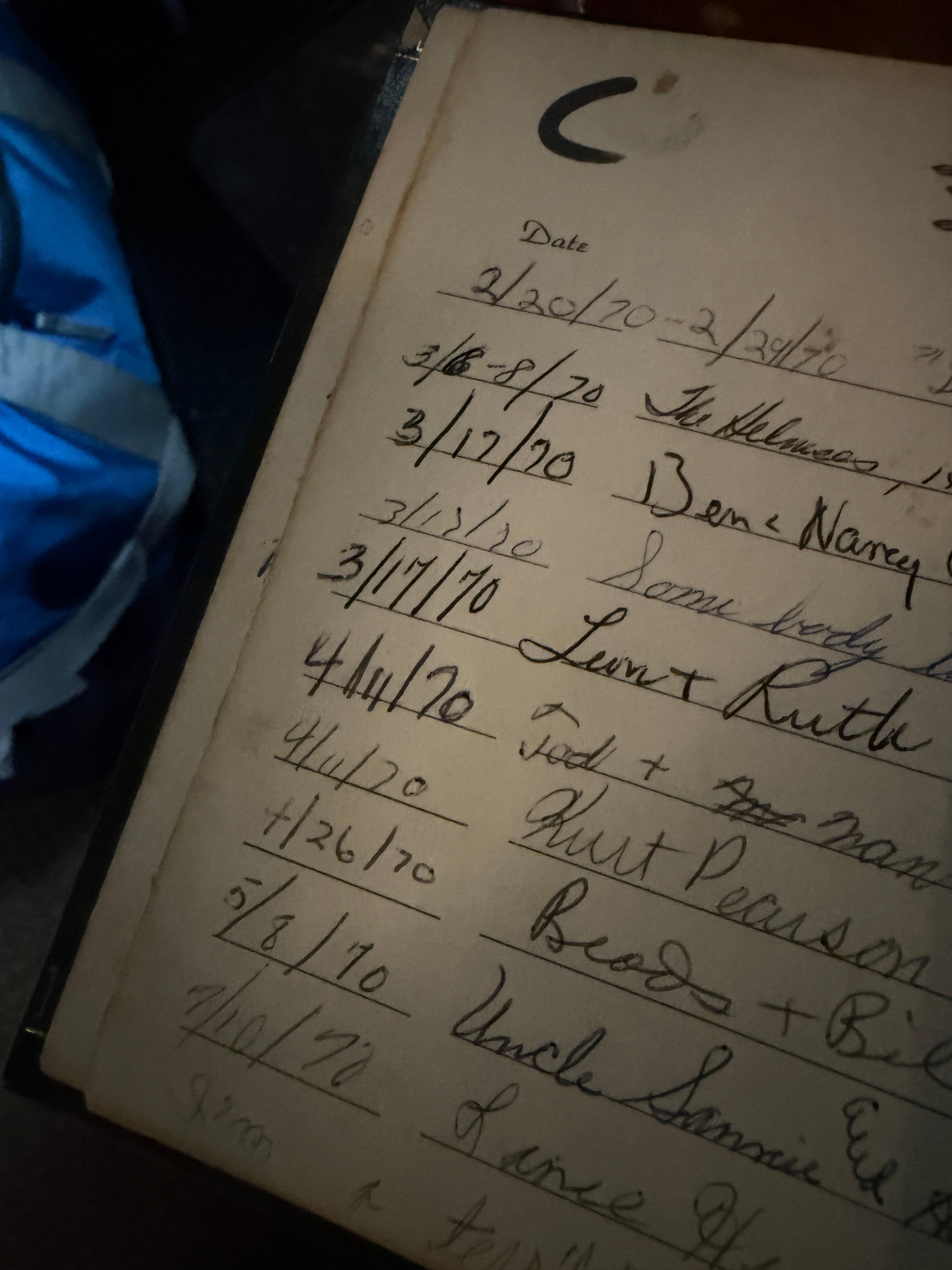 The guestbook went all the way back to 1970!