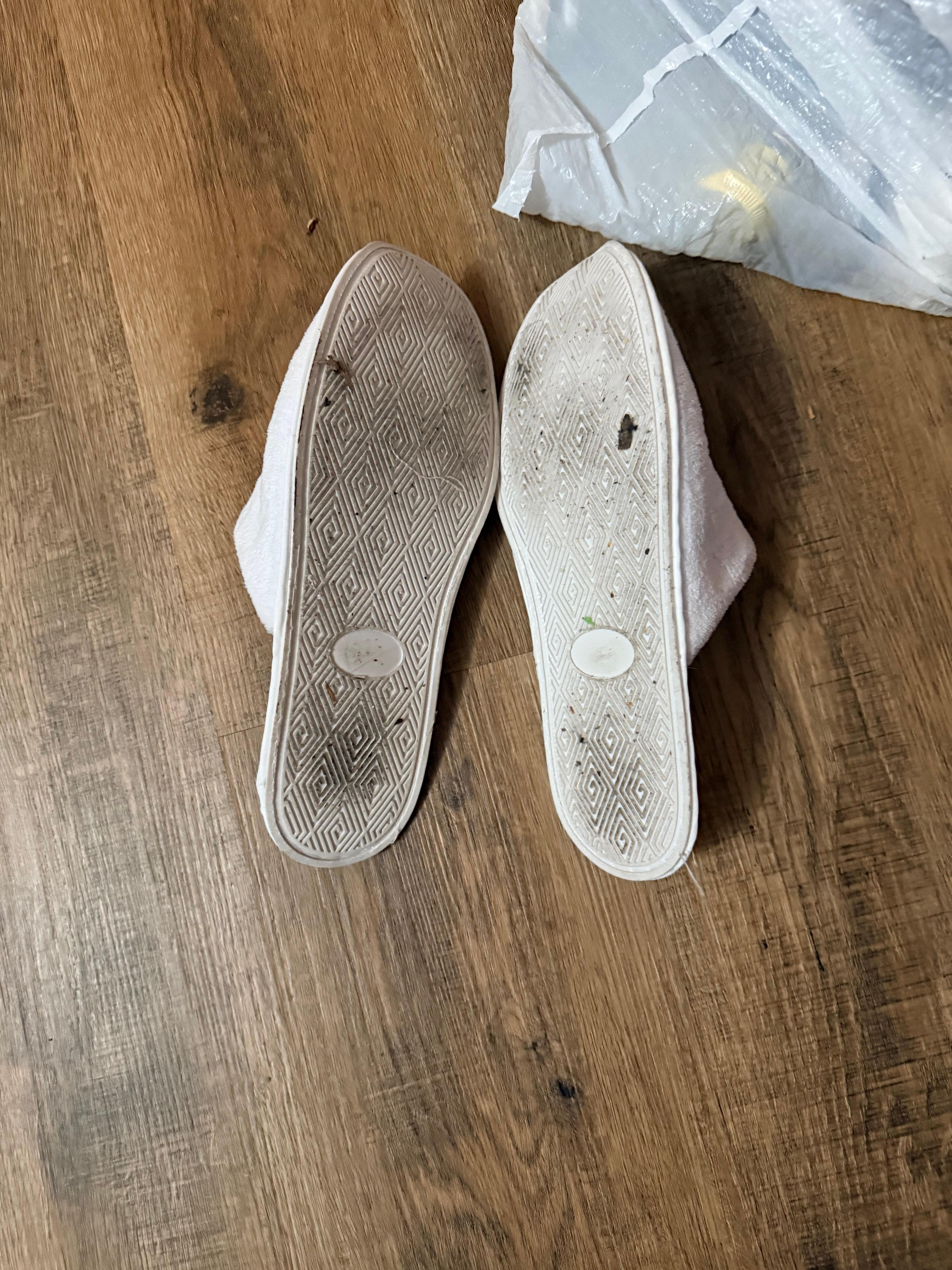 Brand new slippers after 3 days walking on floors 