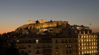 Our view from The Royal Olympic Hotel roof top restaurant.